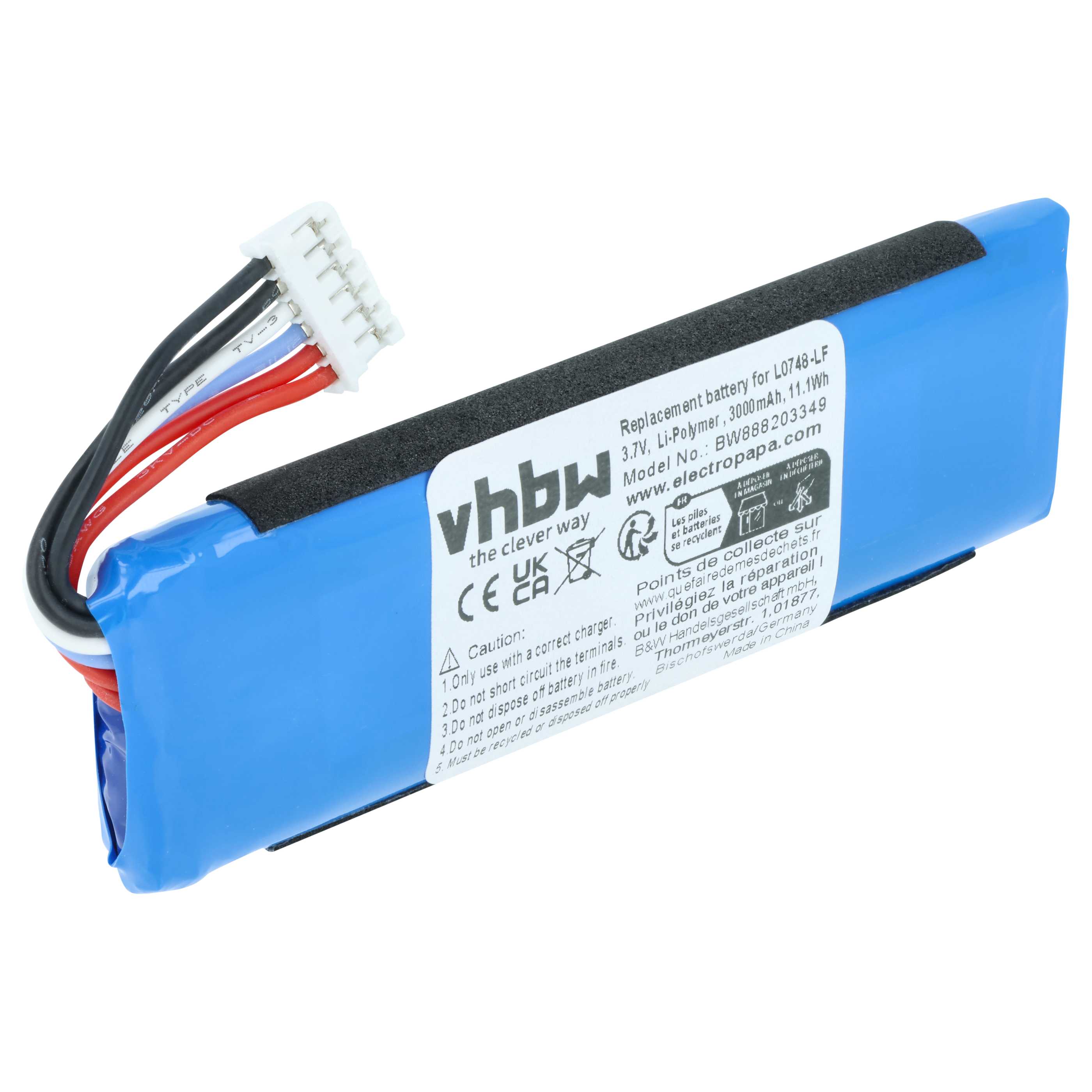 Batteria sostituisce JBL L0748-LF, 02-553-3494 per altoparlanti - 3000mAh 3,7V Li-Poly