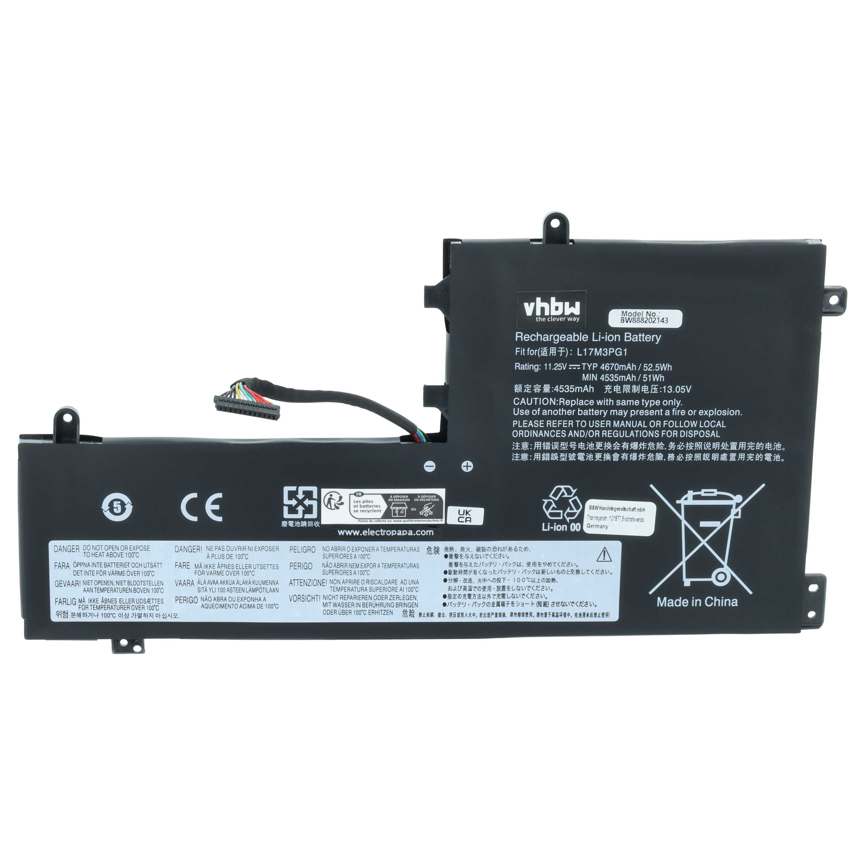 Akumulator do laptopa zamiennik Lenovo L17C3PG1, L17L3PG1, L17C3PG2, L17L3PG3 - 4400 mAh 11,25 V LiPo