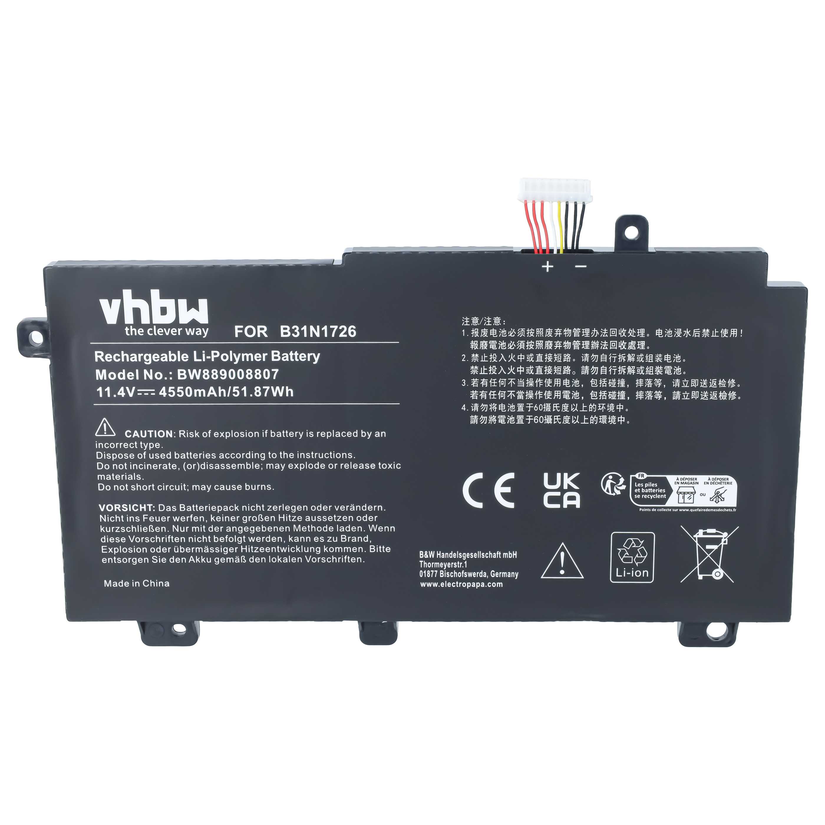 Notebook-Akku als Ersatz für Asus 0B200-02910000, 0B200-02910100 für Asus - 4550mAh 11,4V Li-Polymer