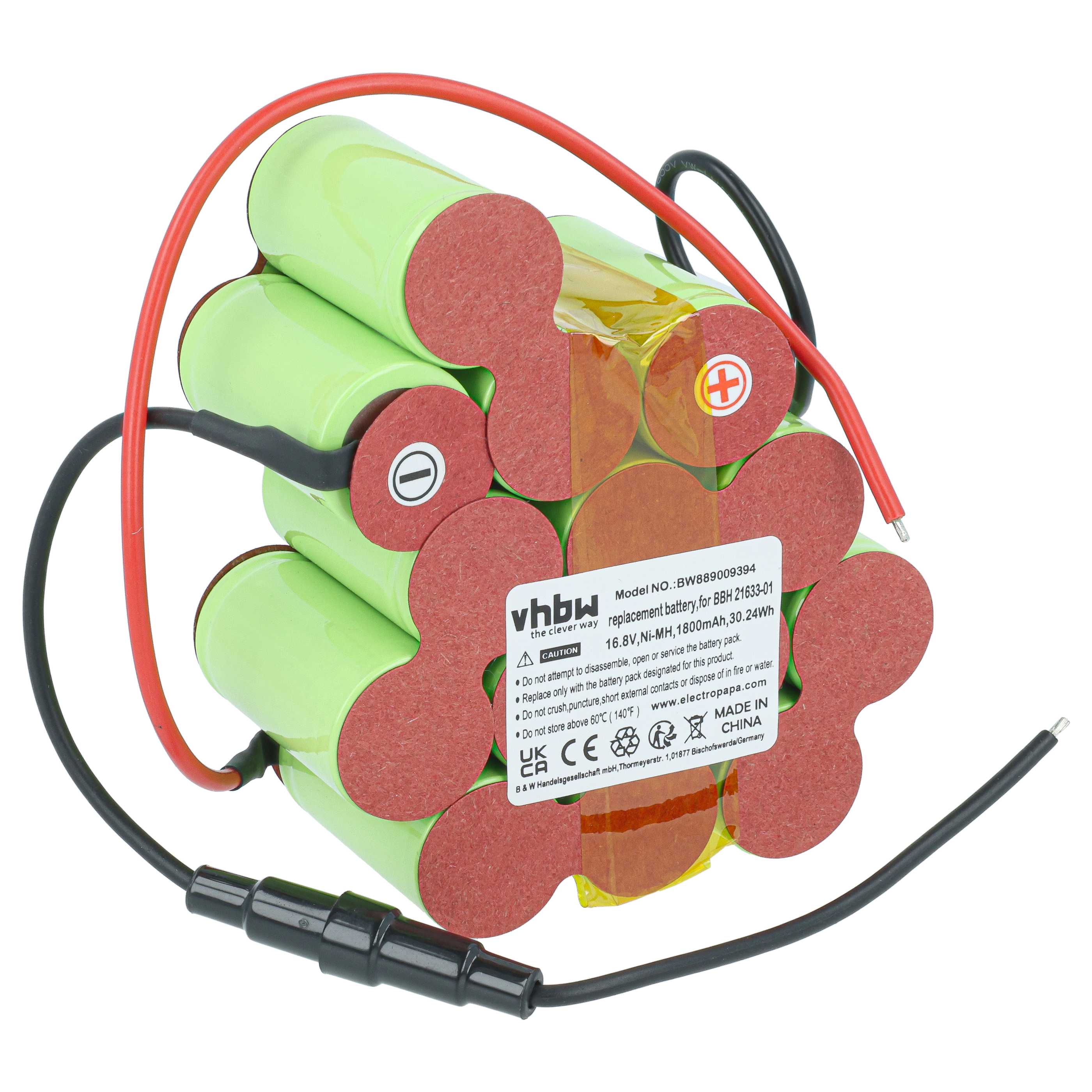 Akku für Staubsauger wie Bosch BBH 21633-01, ersetzt 11008880, Ni-MH, 16.8 V, 1800 mAh