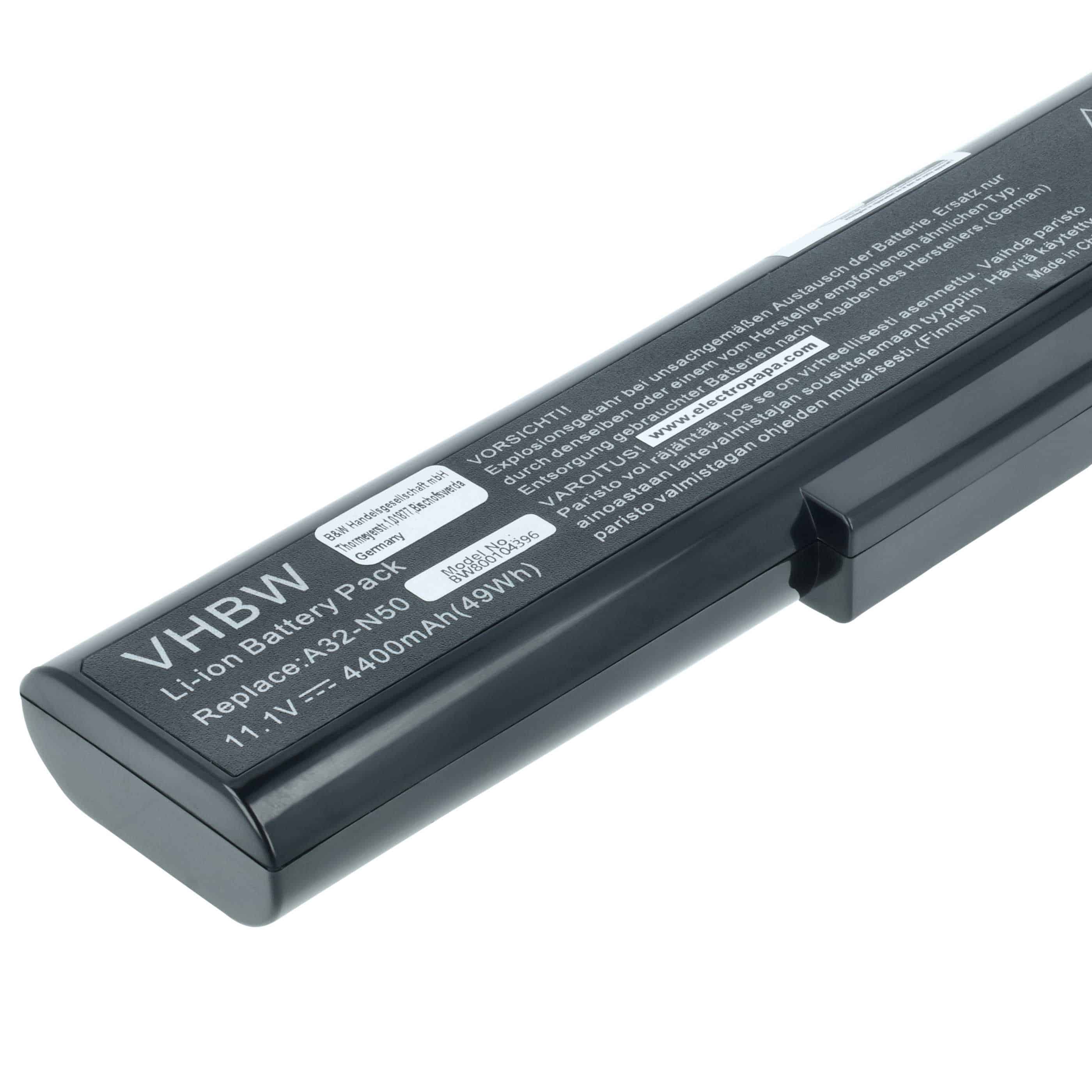 Akumulator do laptopa zamiennik Asus A32-N50, 90-NQY1B2000Y, 90-NQY1B1000Y - 4400 mAh 11,1 V Li-Ion, czarny