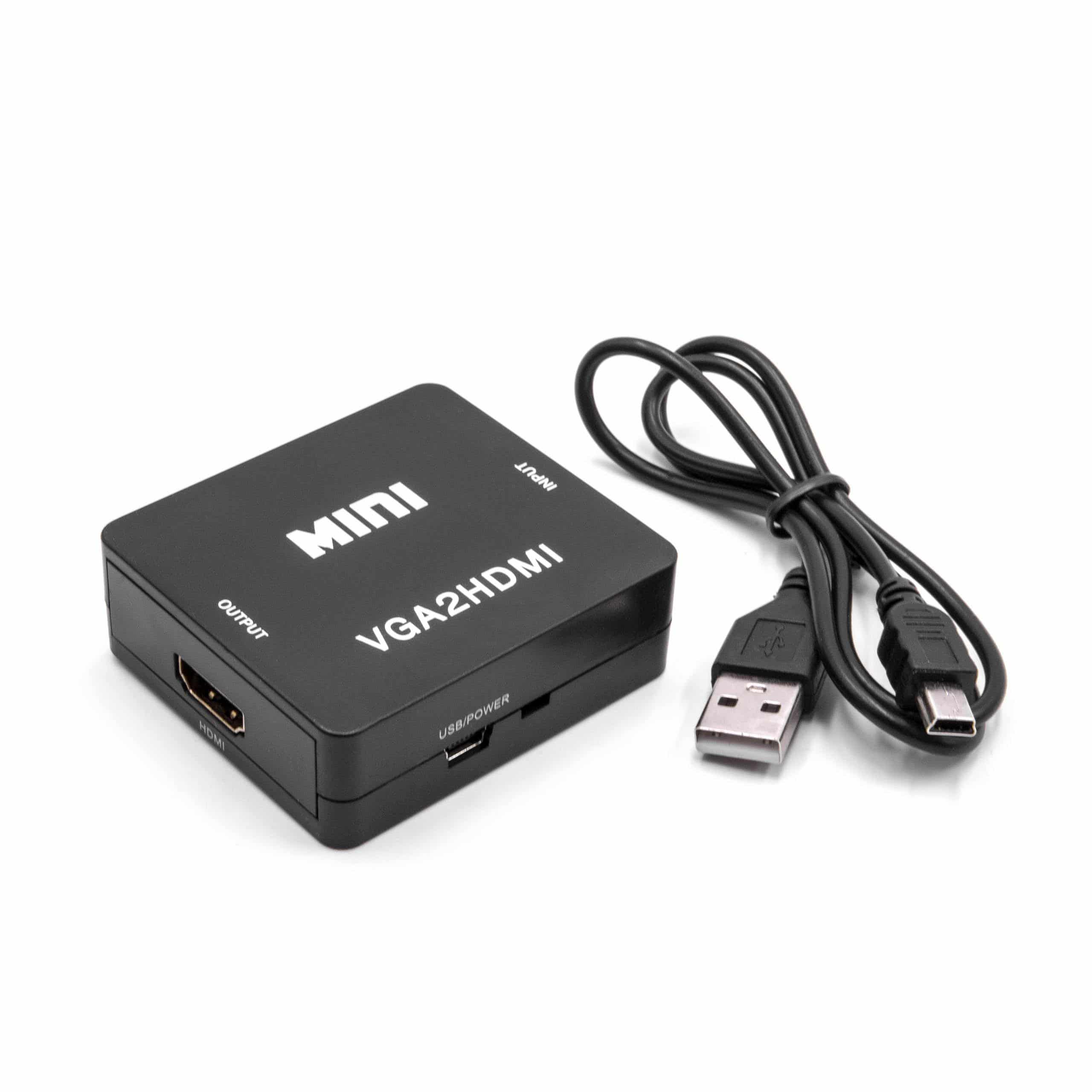 vhbw Adaptador de VGA a HDMI, convertidor para monitor, TV, PC, portátil, pantalla, televisión, televisor - ne