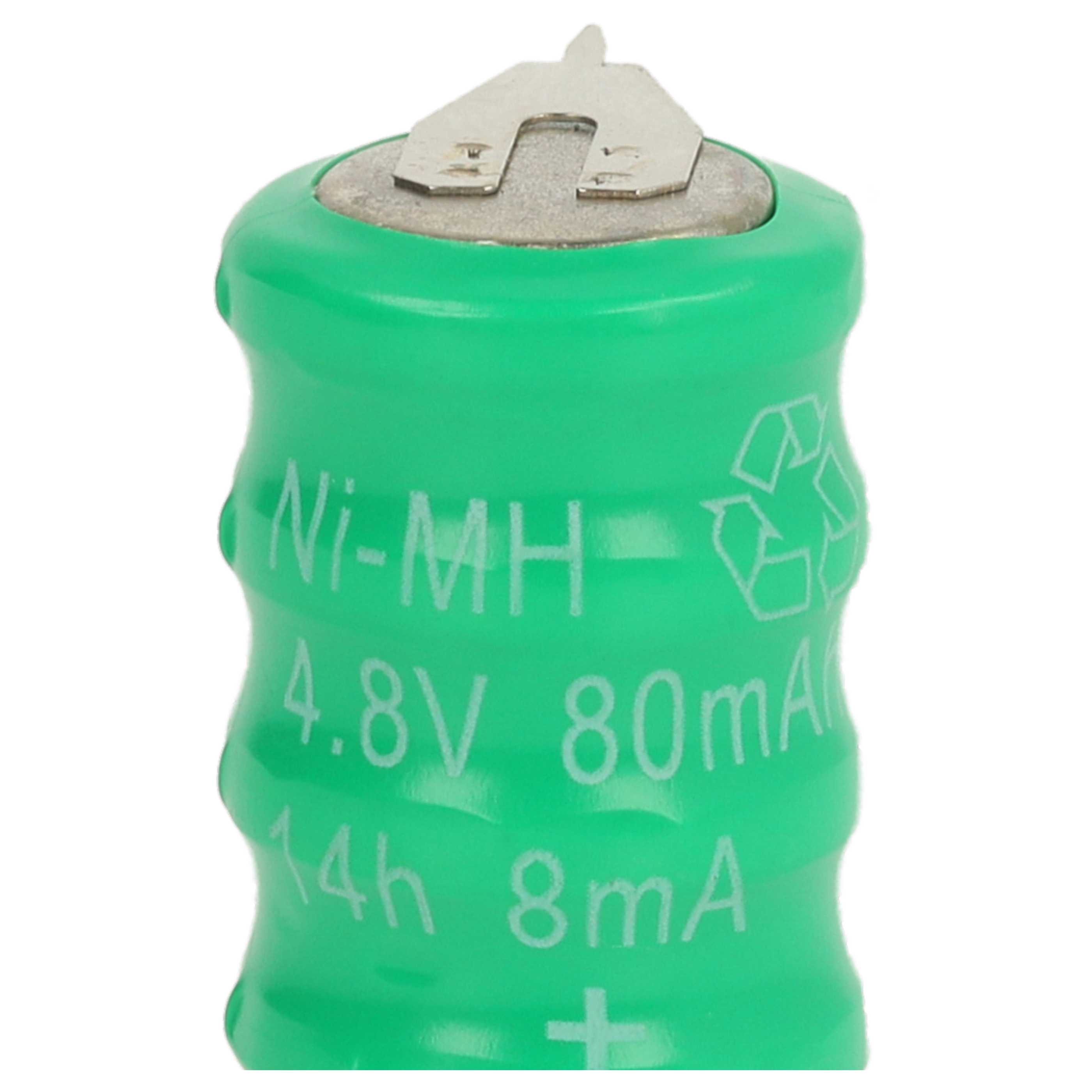 5x Button Cell Battery Type V80H 2 Pins for Model Building Solar Lamps etc. - 80 mAh 4.8 V NiMH