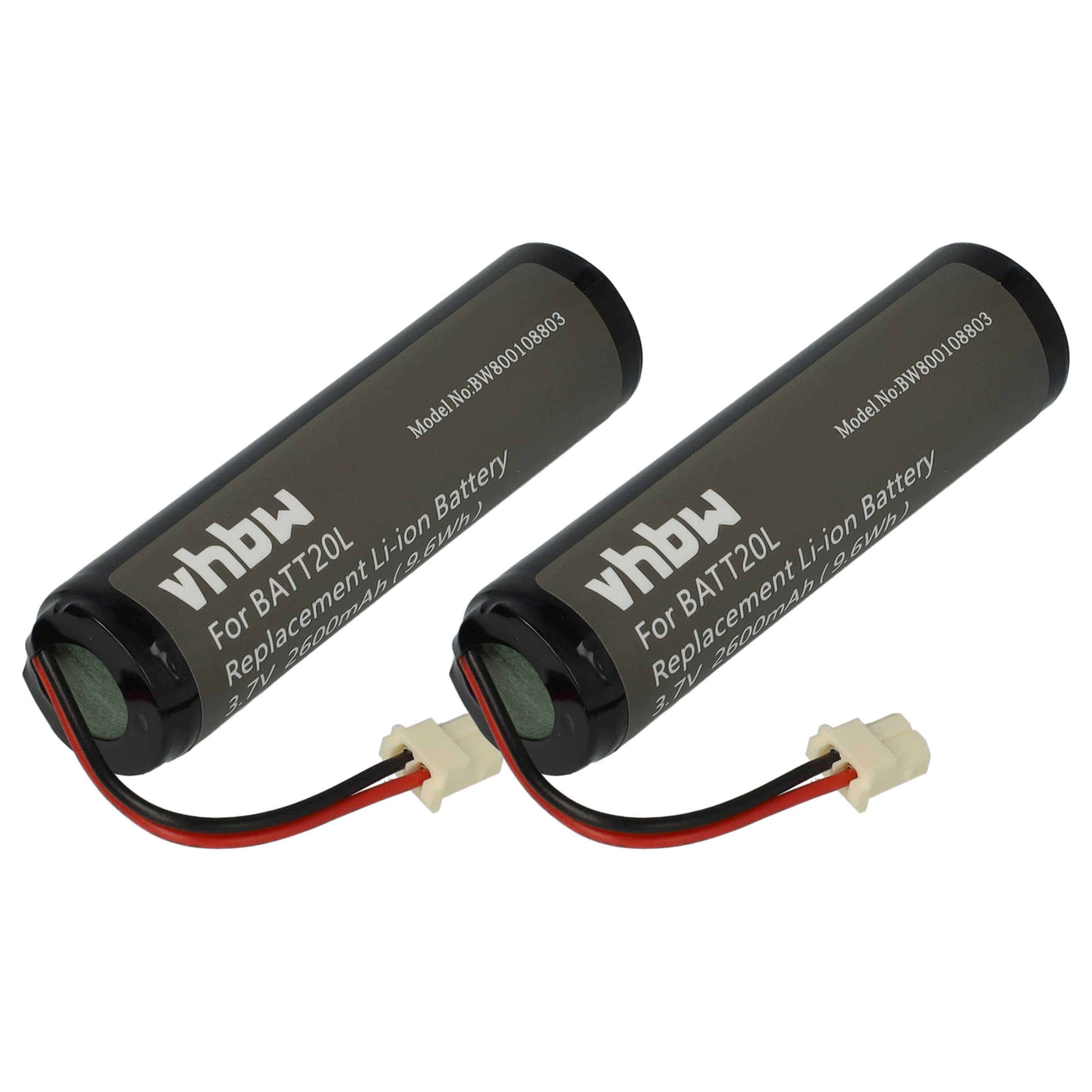 Batteries (2x pièces) remplace BATT20L pour radio - 2600mAh 3,7V Li-ion