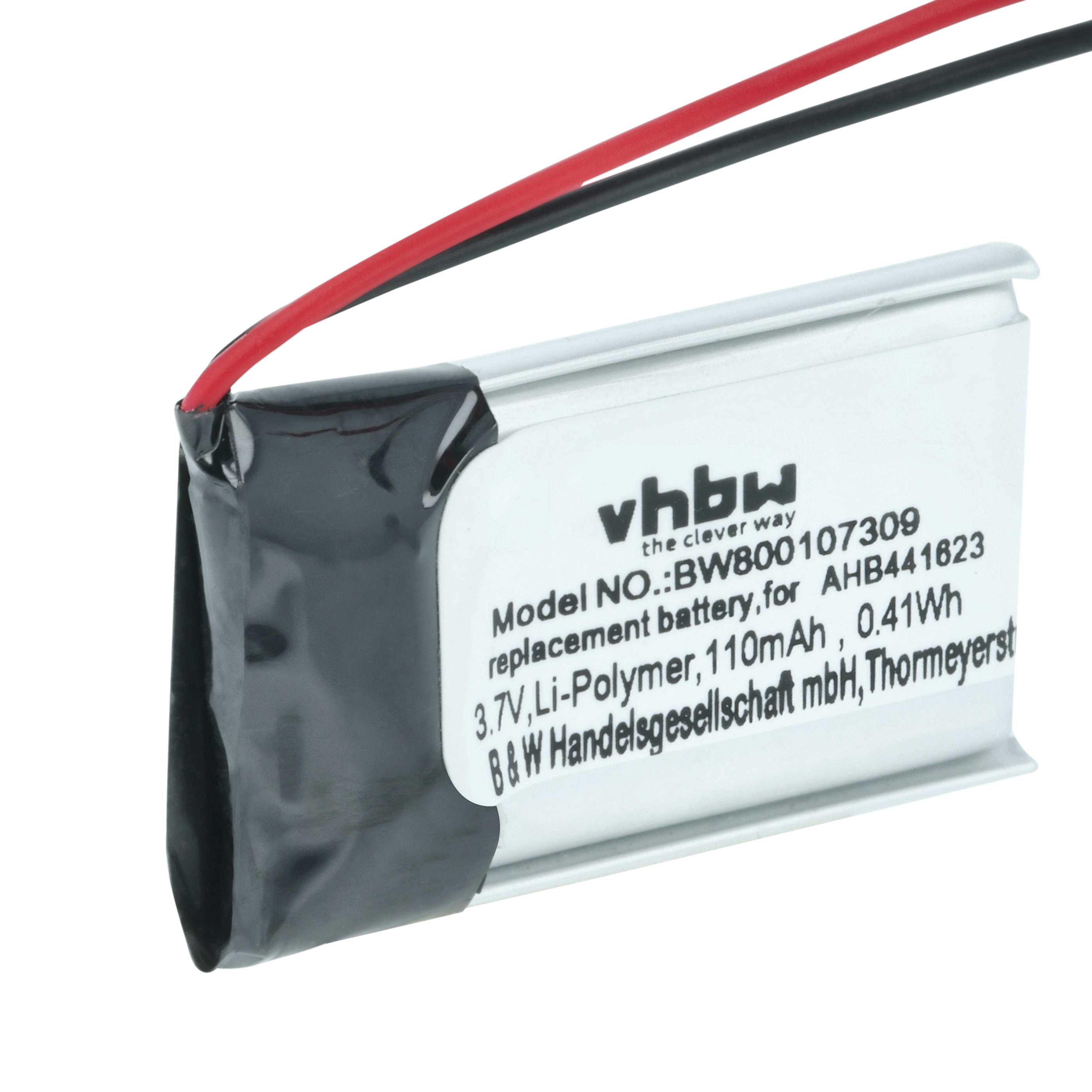 MP3-Player Battery replaces Sony 381424, AHB441623 - 110 mAh 3.7 V Li-polymer