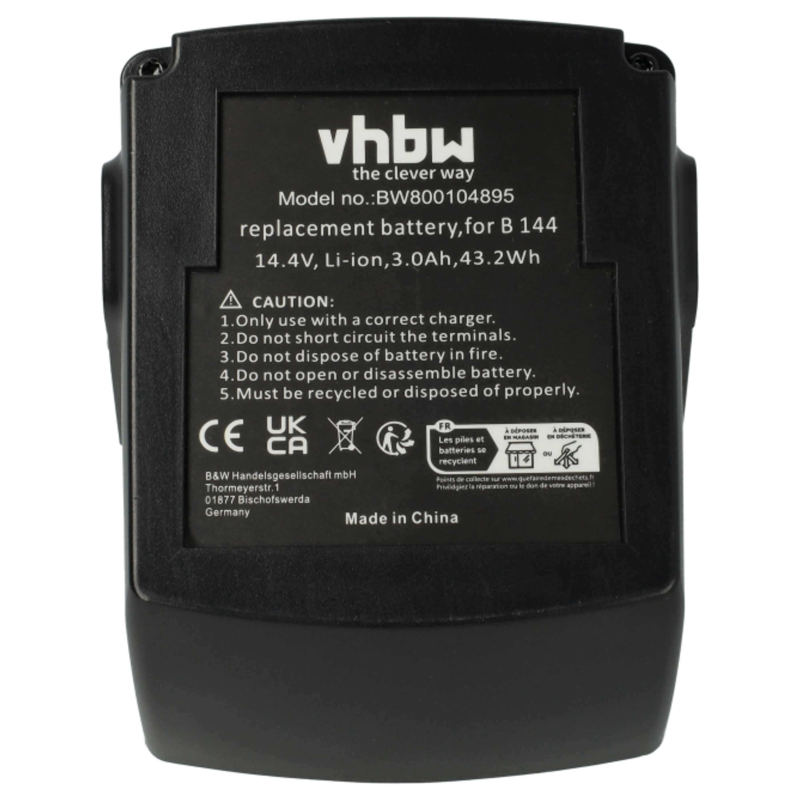 3x Battery replaces Hilti 273114, B144, B 144/2.6, B144 Li-Ion Electric Power Tool - 3000 mAh, 14.4 V, Li-Ion