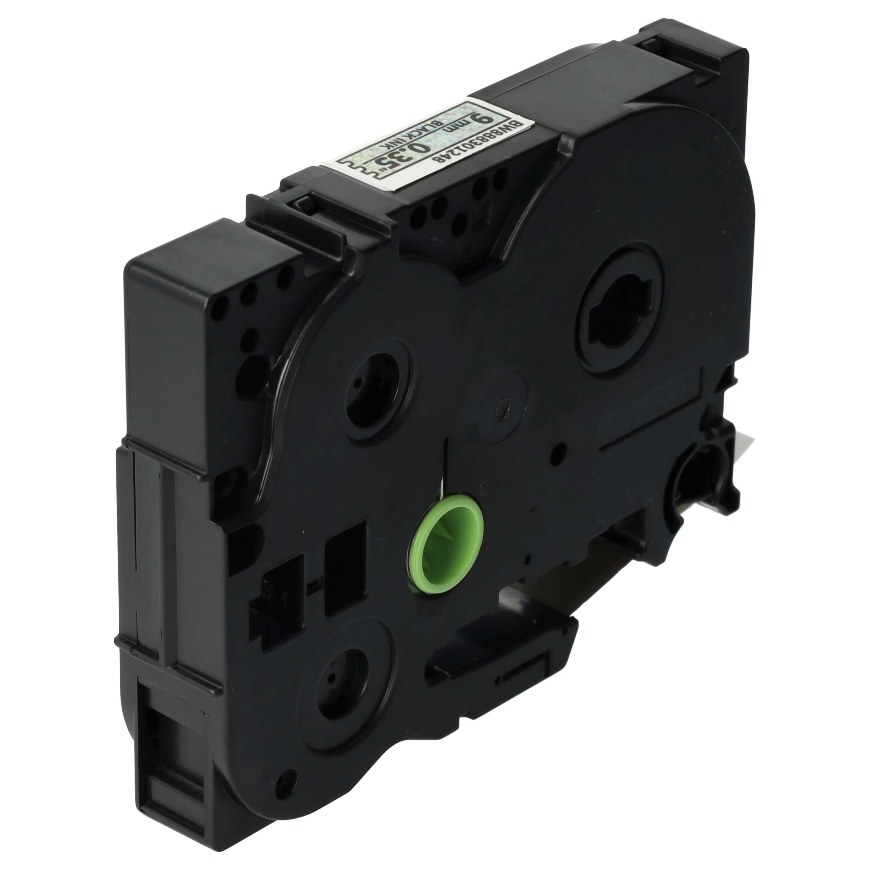 Label Tape replaces Brother TZE-221L1 - 9 mm Black to White (Glitter)