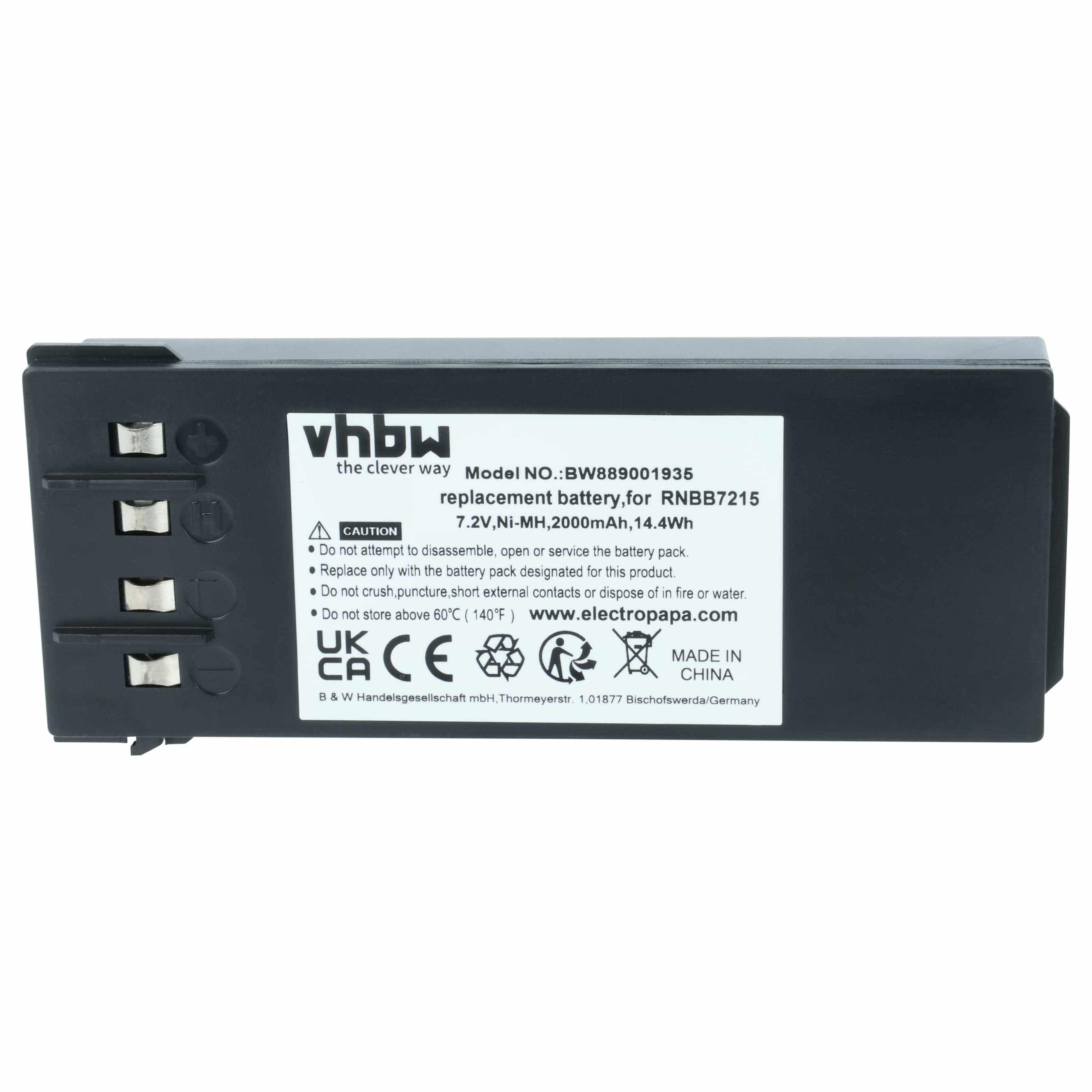 Batteria (2 pz) sostituisce Hiab 2.250.2011, 2.250.1000, 2.250.2010, 22501000 telecomando - 2000mAh 7,2V NiMH