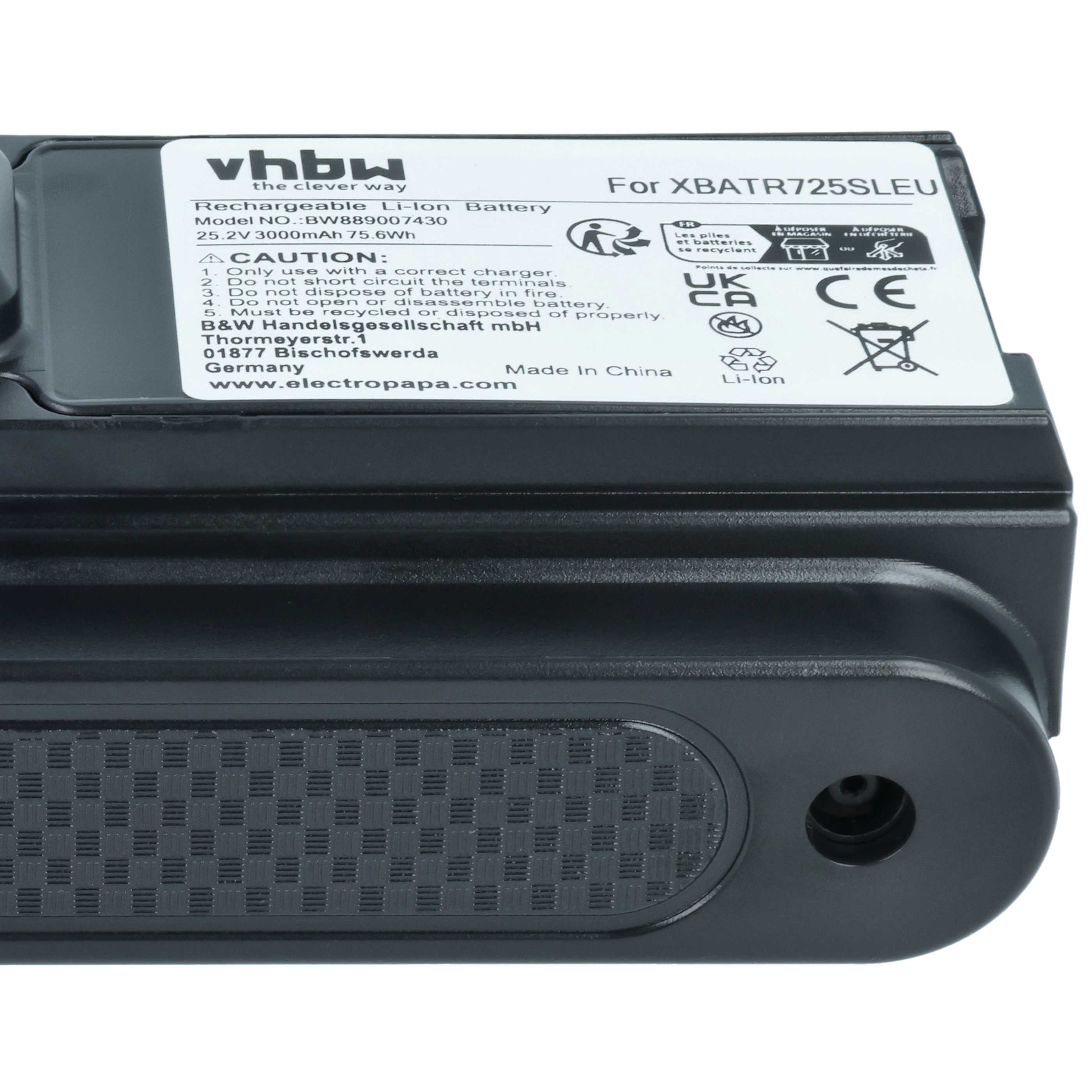 Battery replaces Shark XBATR725SLEU for Shark 3000mAh, 25.2V, Li-Ion