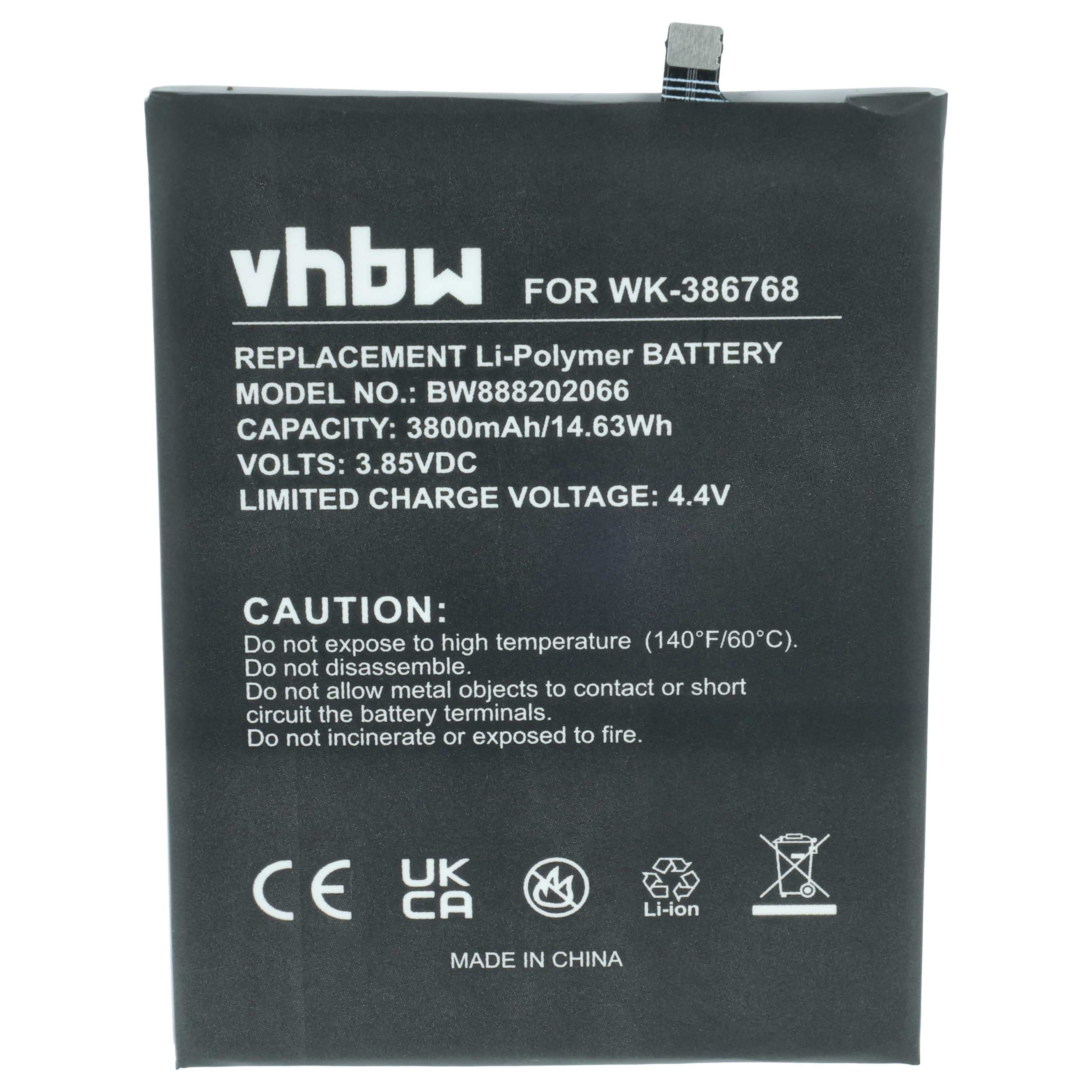 Akumulator do telefonu smartfona zamiennik Wiko 386768 - 3800 mAh 3,85 V LiPo