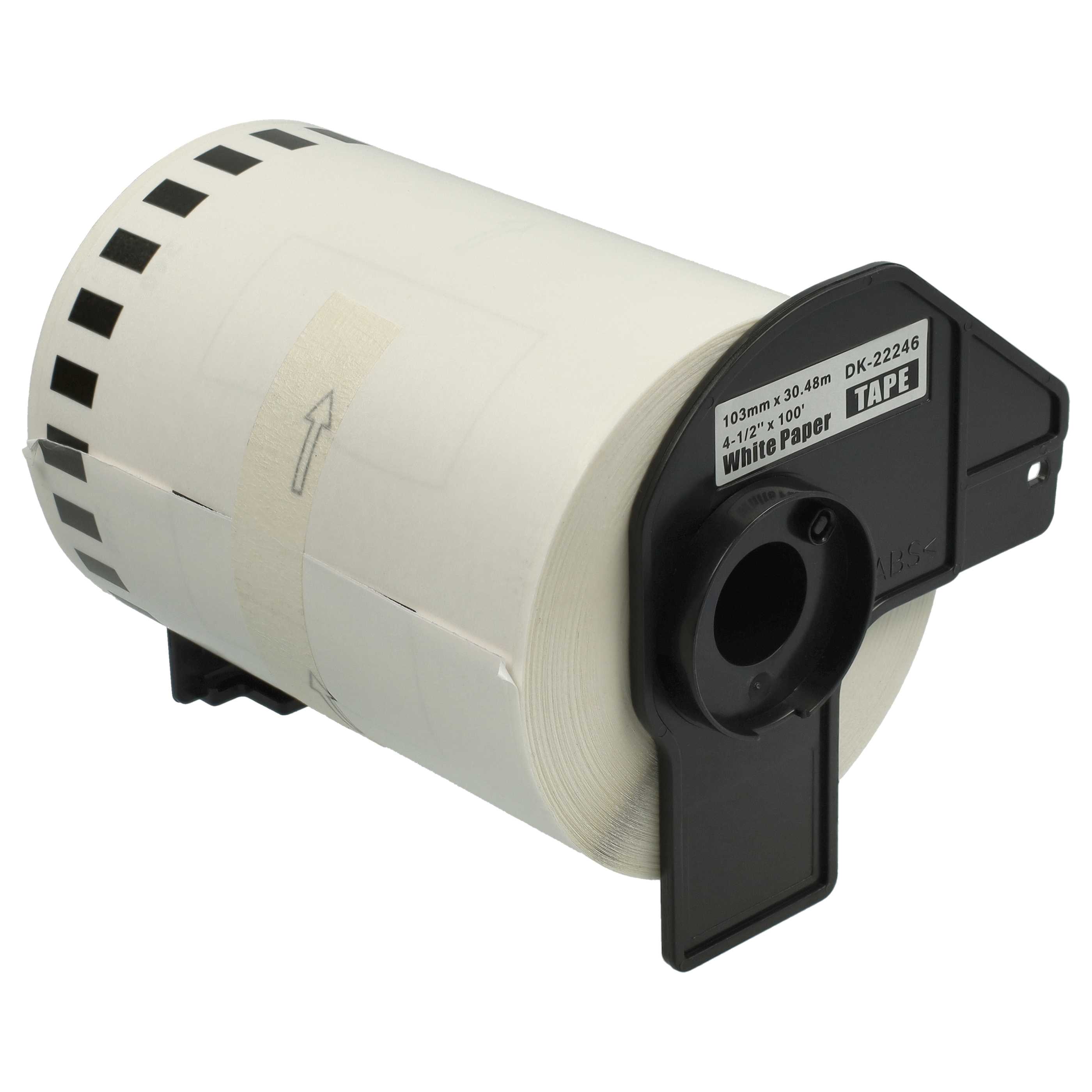10x Label Roll replaces Brother DK-22246 for Labeller - Self-Adhesive 103 mm x 30.48 m + Holder