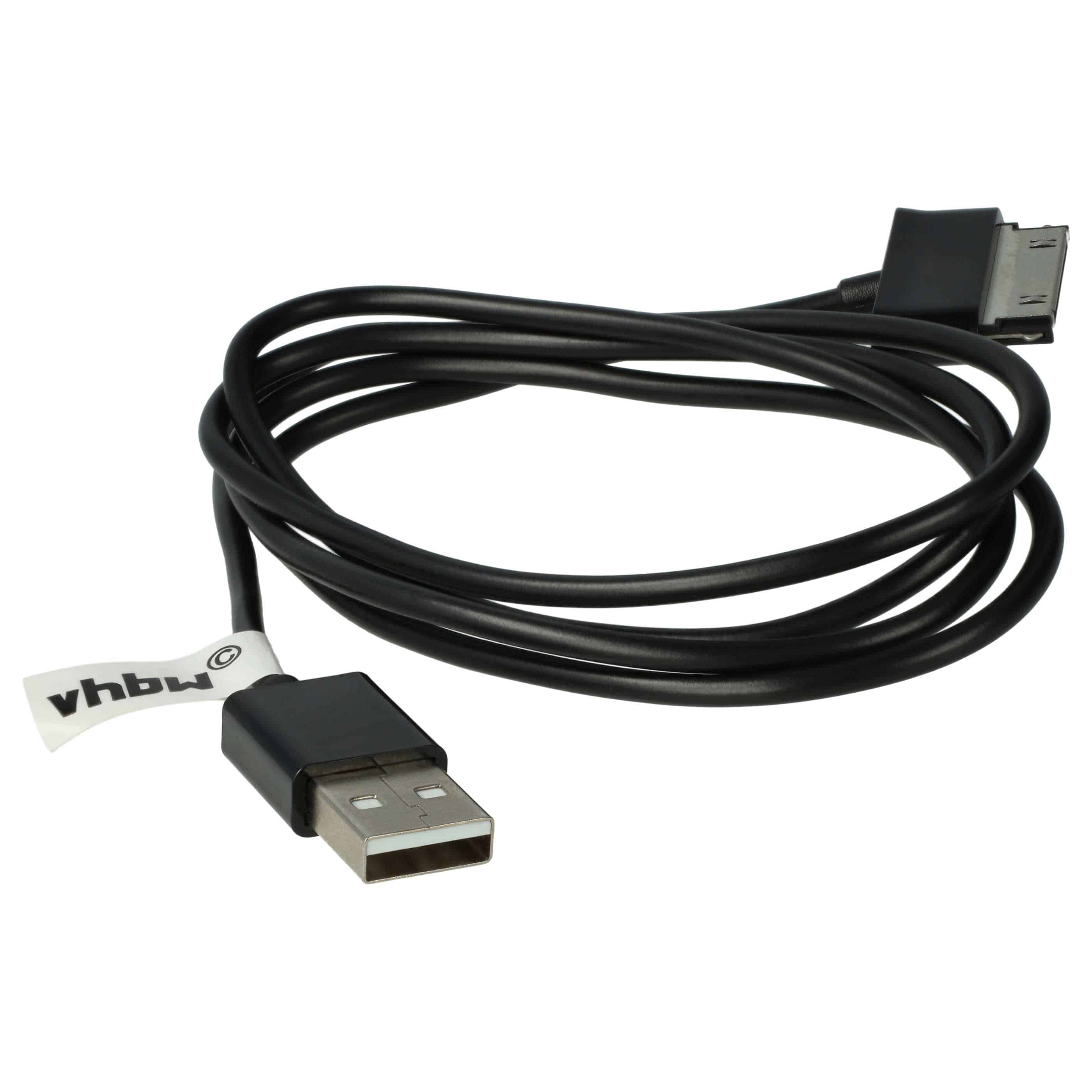 vhbw USB Data Cable Tablet - 2in1 Charging Cable (Standard-USB Type A to Tablet) 120cm Black 