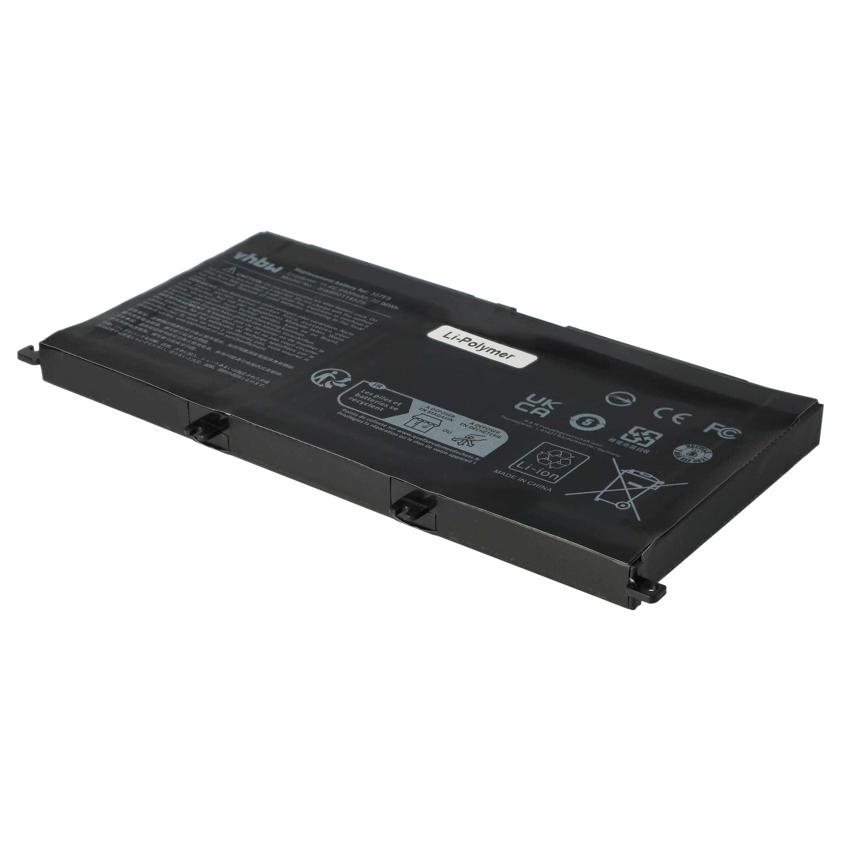 Batteria sostituisce Dell 71JF4, P57F002, 00GFJ6, 071JF4, 357F9 per notebook - 6400mAh 11,4V Li-Poly nero