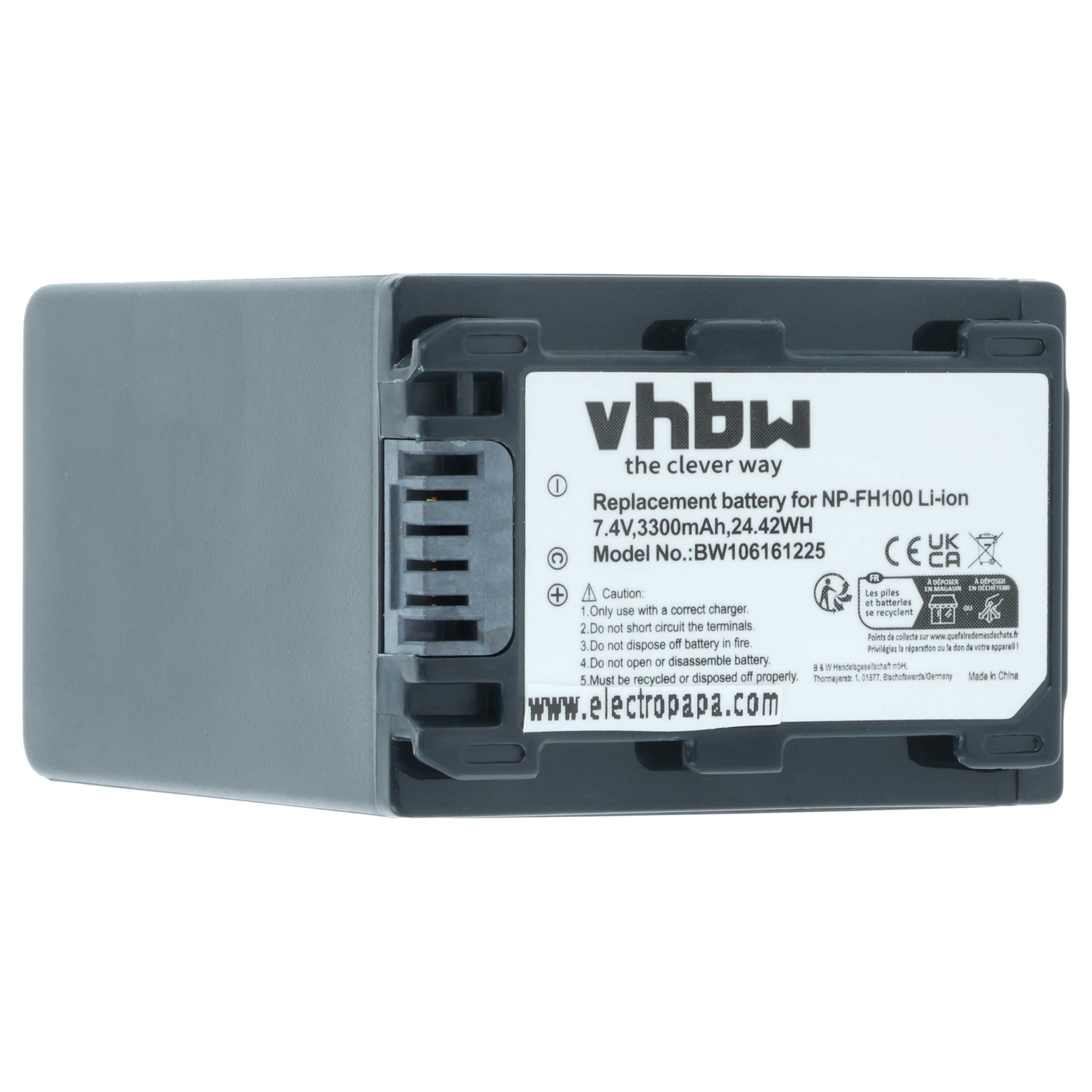 Videocamera 3x Battery replaces Sony NP-FH50, NP-FH100, NP-FH70, NP-FH40 - 3300 mAh 7.4 V Li-Ion