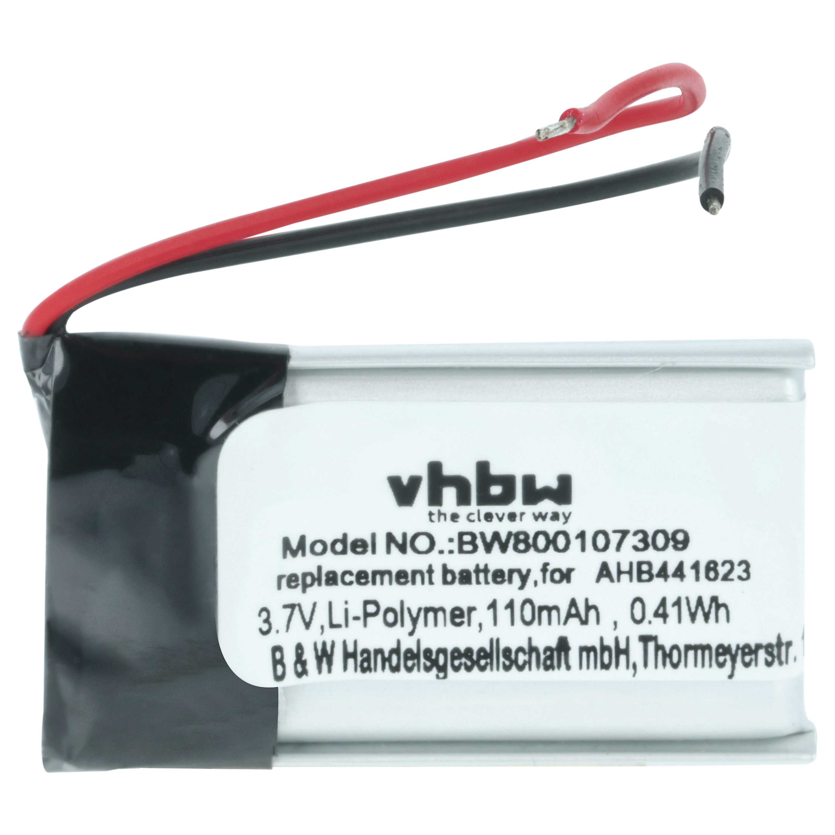 MP3-Player Battery replaces Sony 381424, AHB441623 - 110 mAh 3.7 V Li-polymer