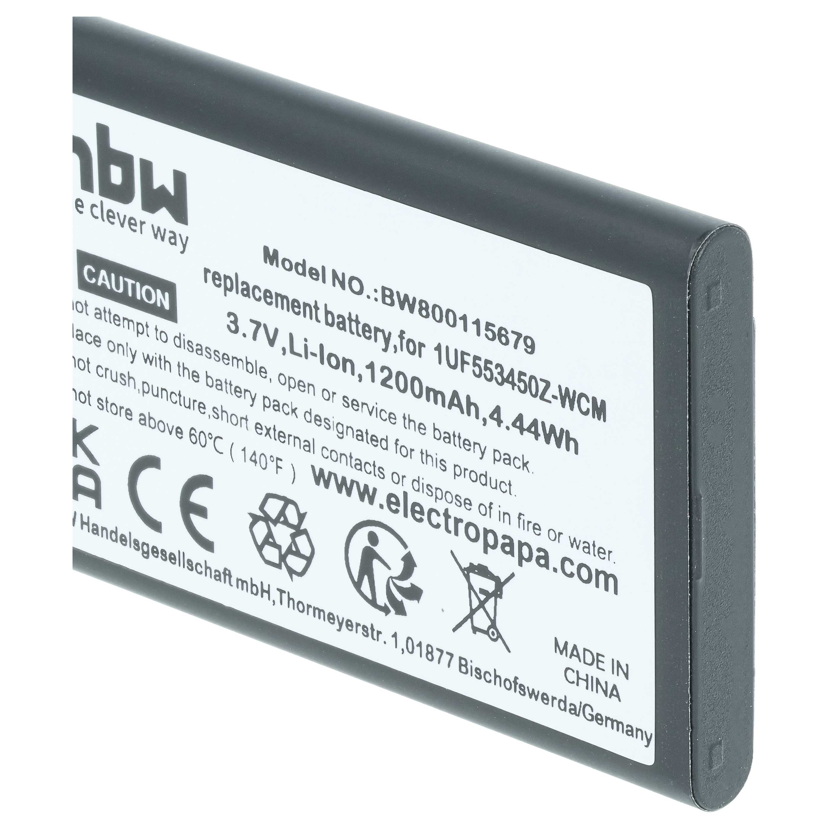 Batería reemplaza 1UF553450Z-WCM, B056P036-1004, ACK-40403 para tablet, Pad (1200 mAh, 3,7 V, Li-Ion)