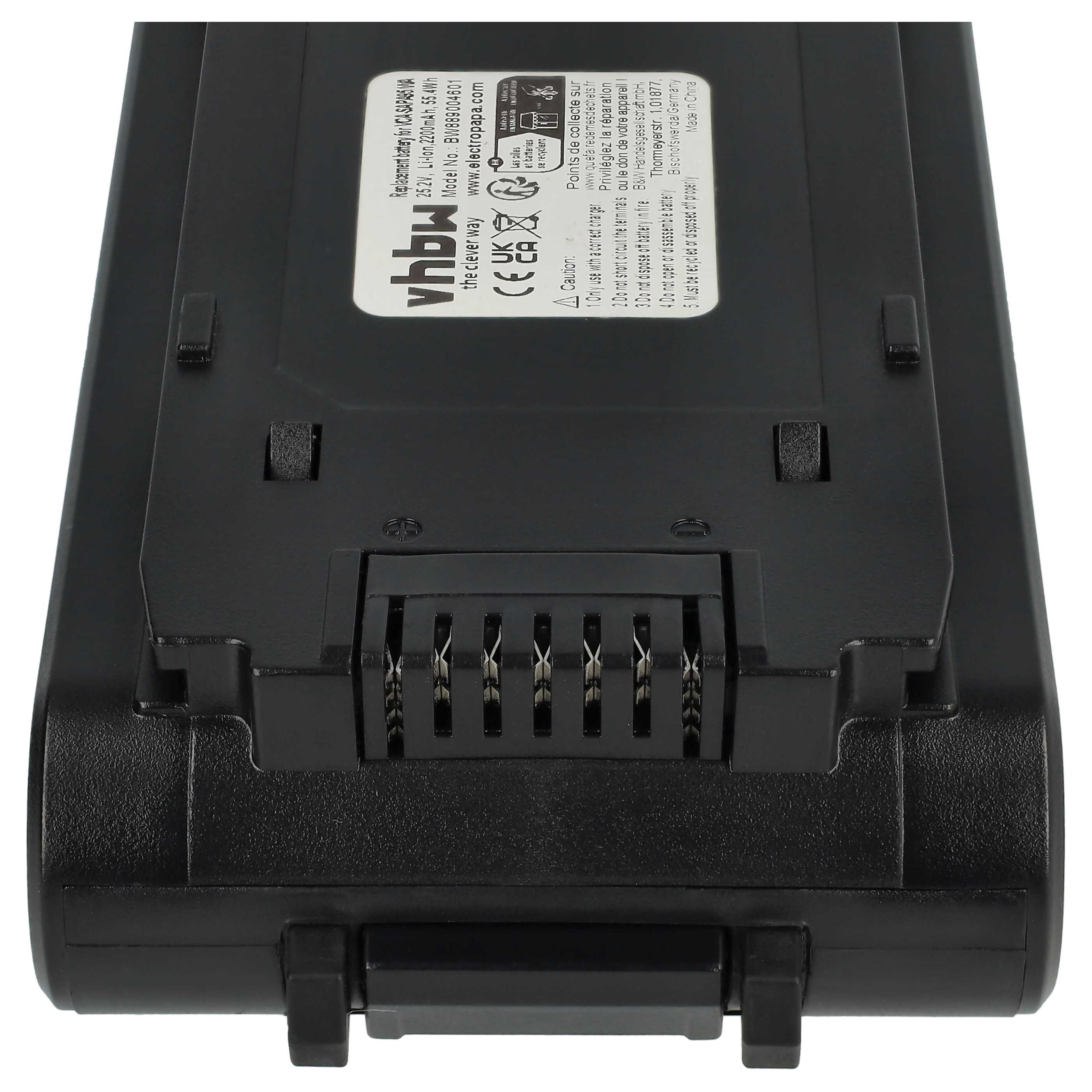 Batteria sostituisce Samsung DJ96-00242A, VCA-SAPA95/WA, VCA-SBTA95 per aspirapolvere - 2200mAh 25,2V Li-Ion