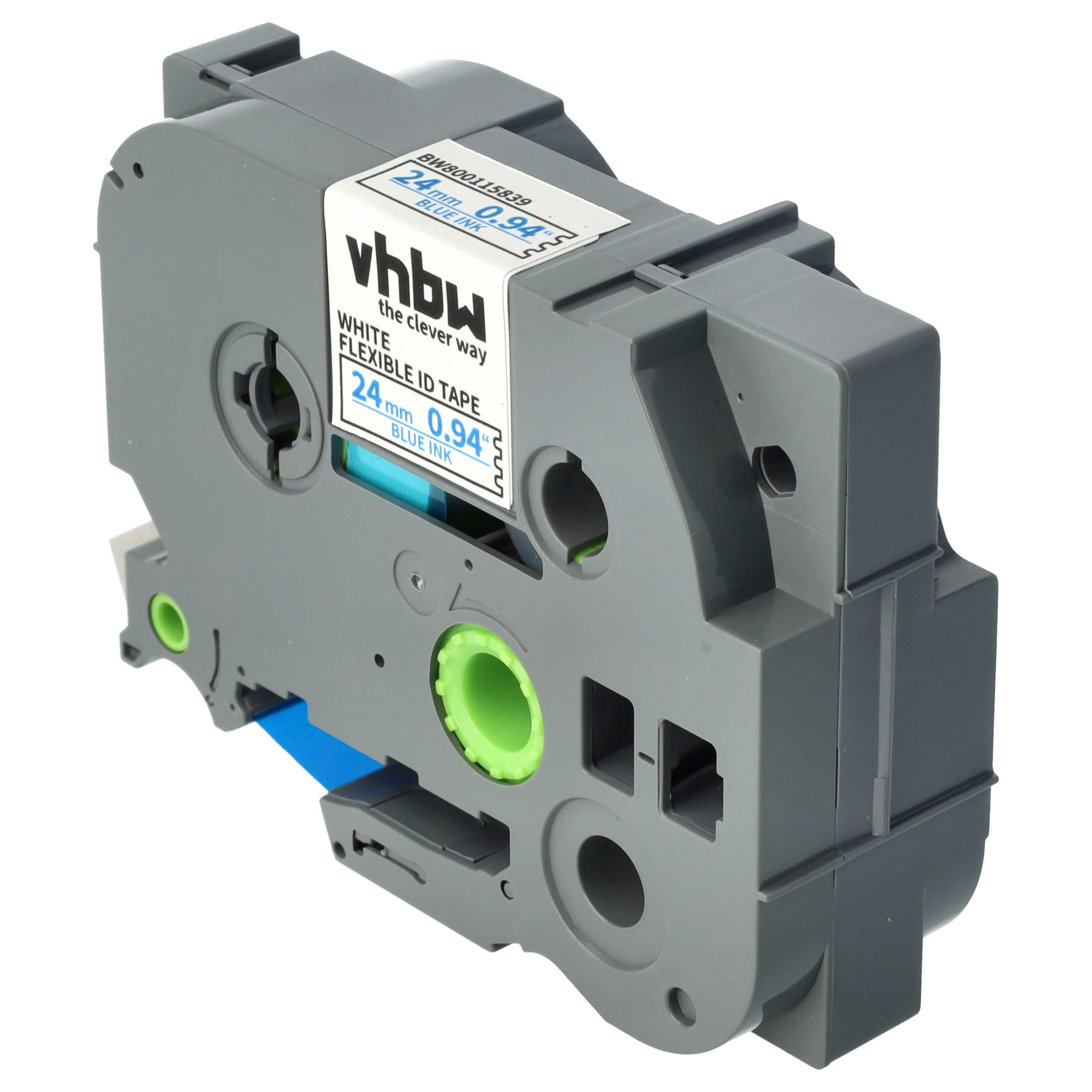Label Tape replaces Brother TZE-FX253 - 24 mm Blue to White, Flexible