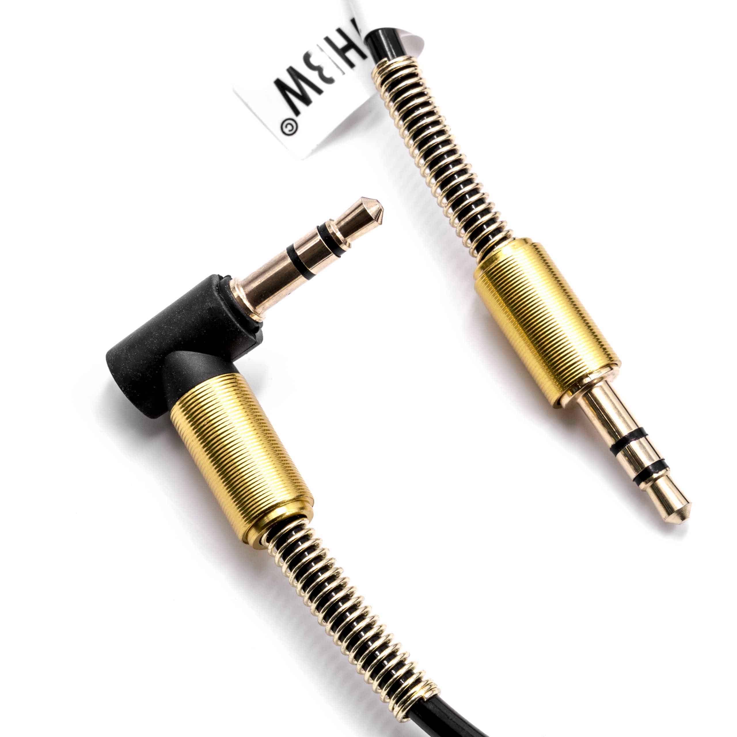 Stereo AUX Audio Cable Jack Adapter 3.5mm to 3.5mm - male to male, gold plated, right angle, gold / black