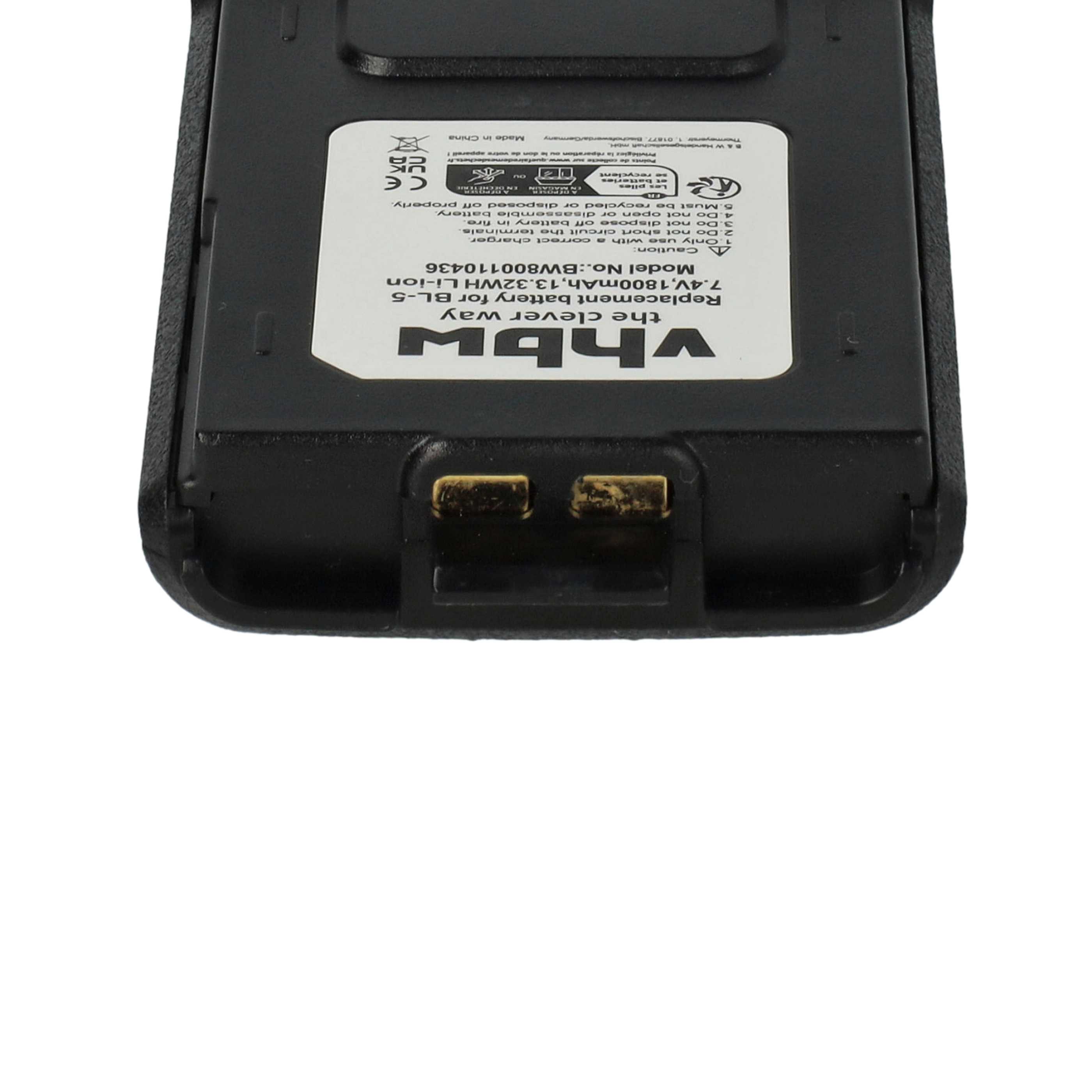 5x Batteries remplace Baofeng BL-5 pour radio talkie-walkie TYT- 1800mAh 7,4V Li-ion