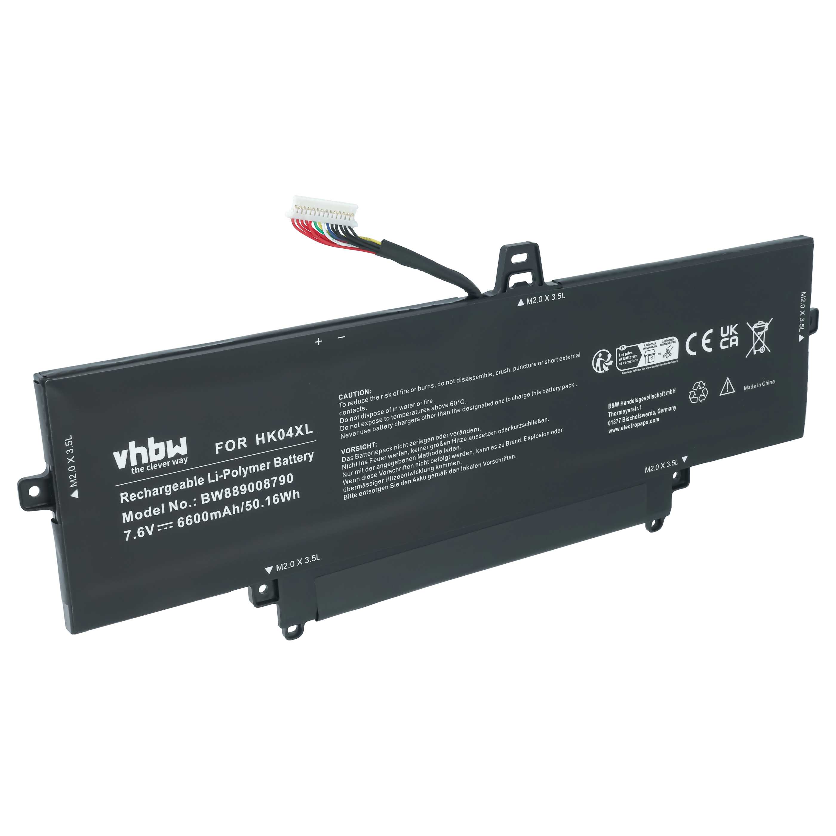 Notebook Battery replaces HP HK04XL, L84352-005, HSTNN-IB9J, L83796-171 - 6600 mAh 7.6 V Li-polymer