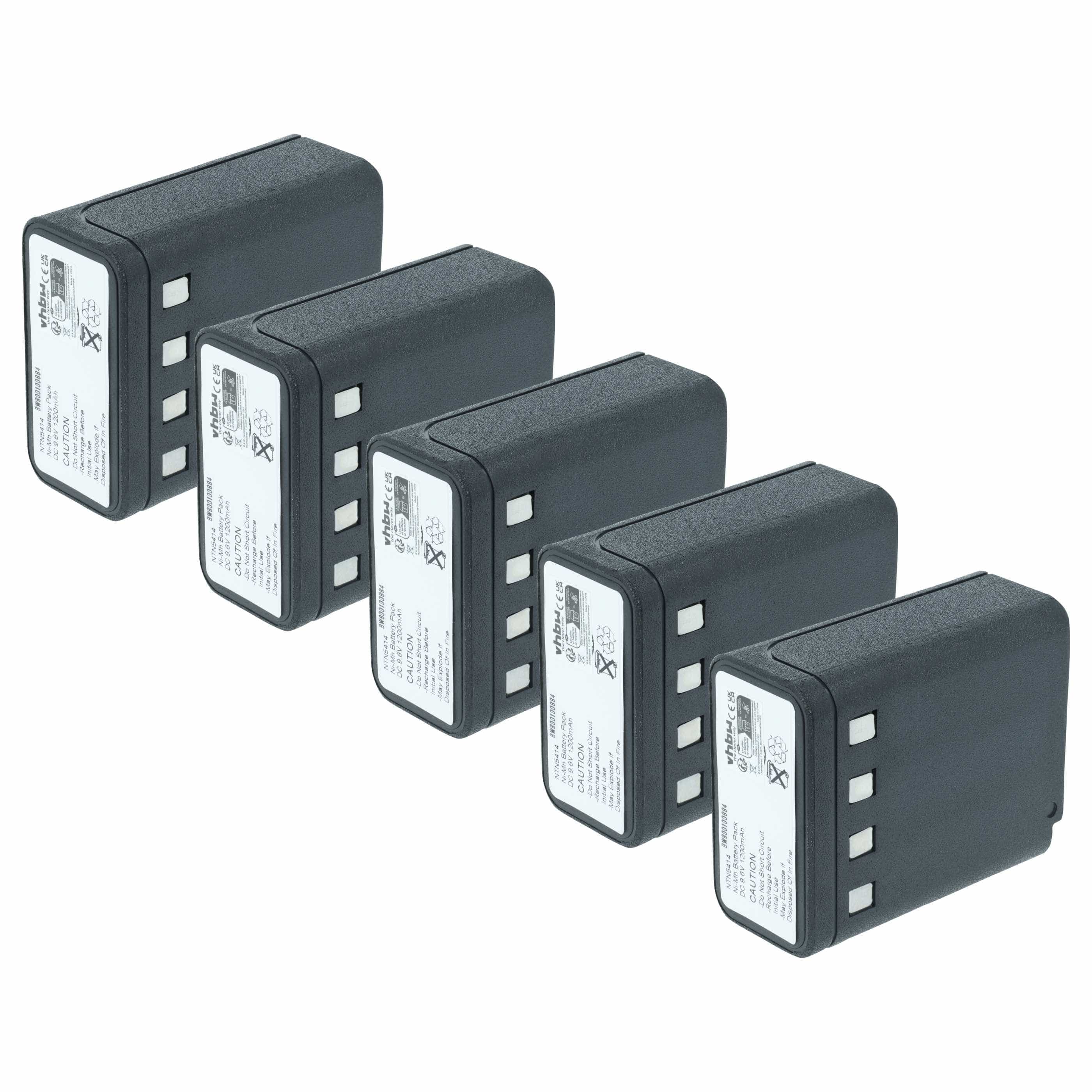 Radio 5x Battery replaces Bullard BNH-5447TIC, BU32H1-A - 1200 mAh 9.6 V NiMH