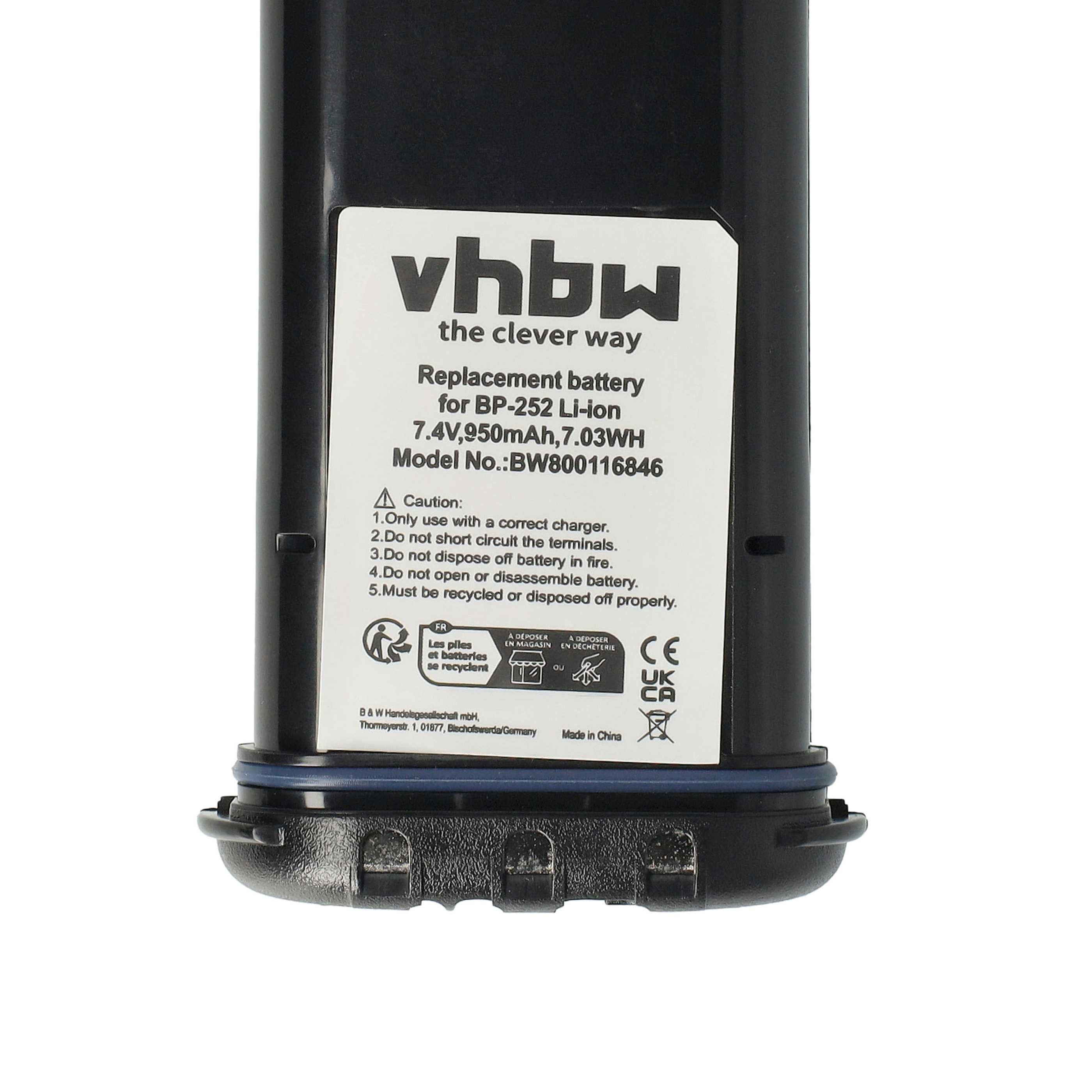 Radio 2x Battery replaces Icom BP-252 - 950 mAh 7.4 V Li-Ion