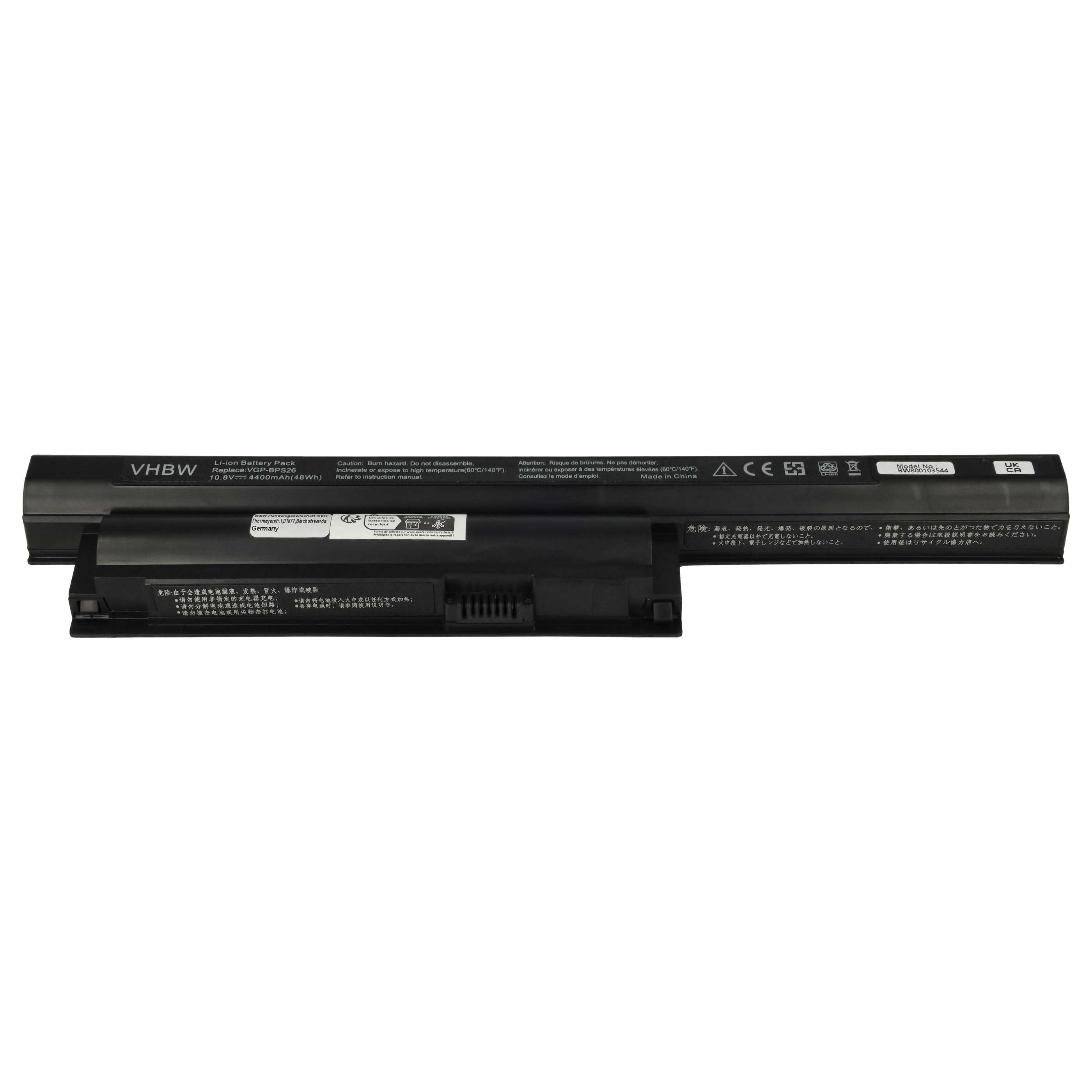 Batteria sostituisce Sony VGP-BPS26, VGP-BPS26A, VGP-BPL26 per notebook - 4400mAh 10,8V Li-Ion nero