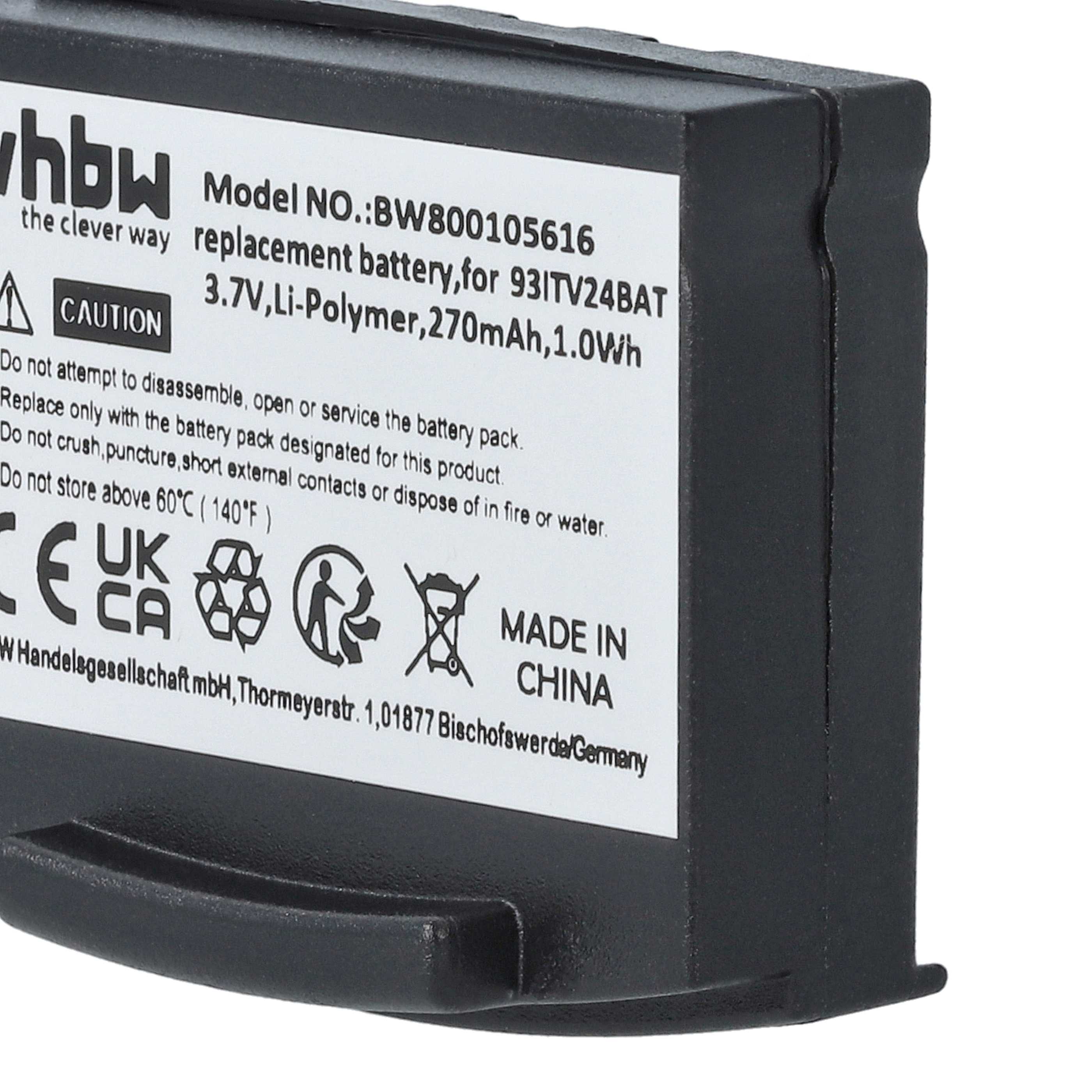 2x Akumulator do słuchawek bezprzewodowych zamiennik Amplicomms 93ITV24BAT - 270 mAh 3,7 V LiPo