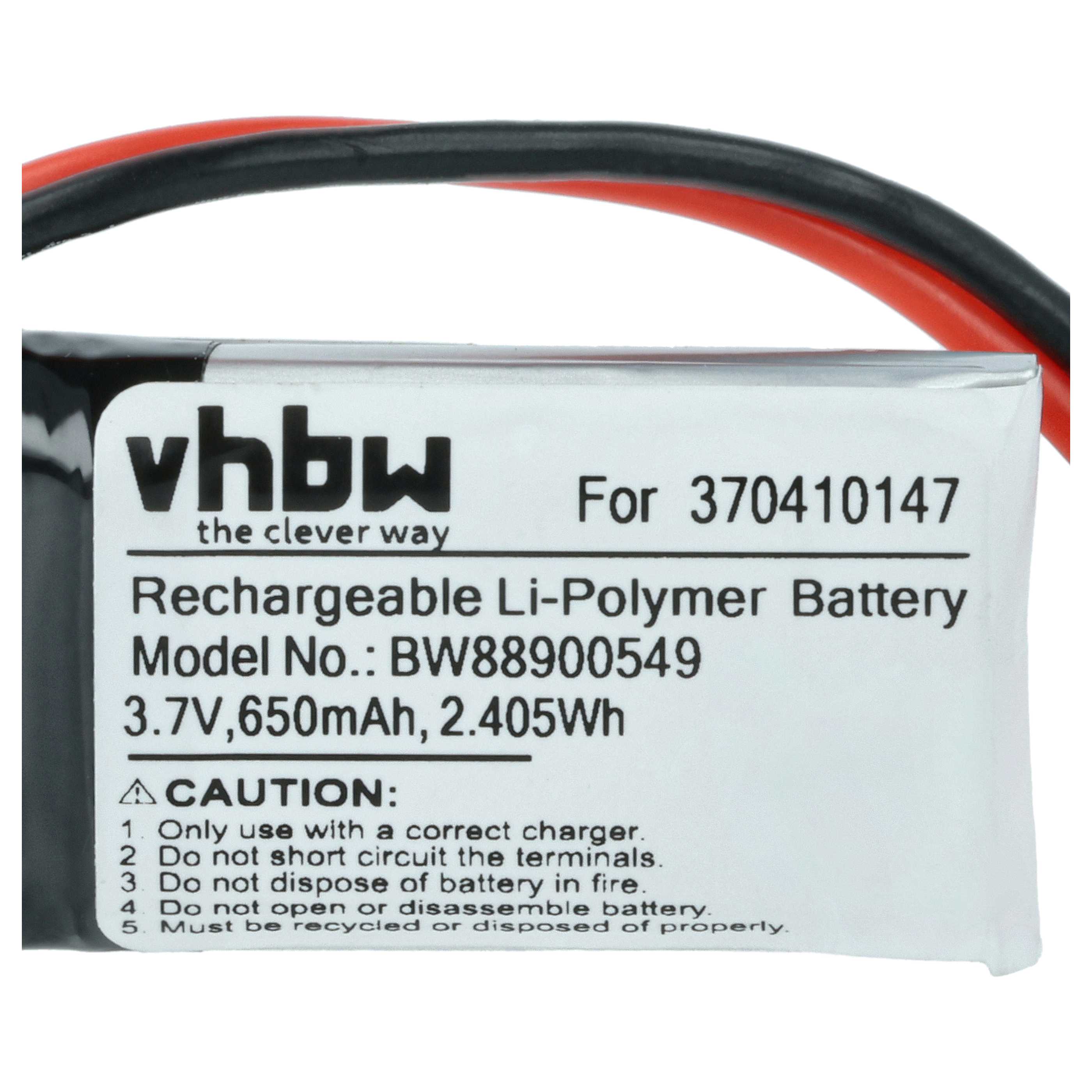 Batterie remplace Carrera 370410147 modèle radio-télécommandé - 650mAh 3,7V Li-polymère, JST BEC