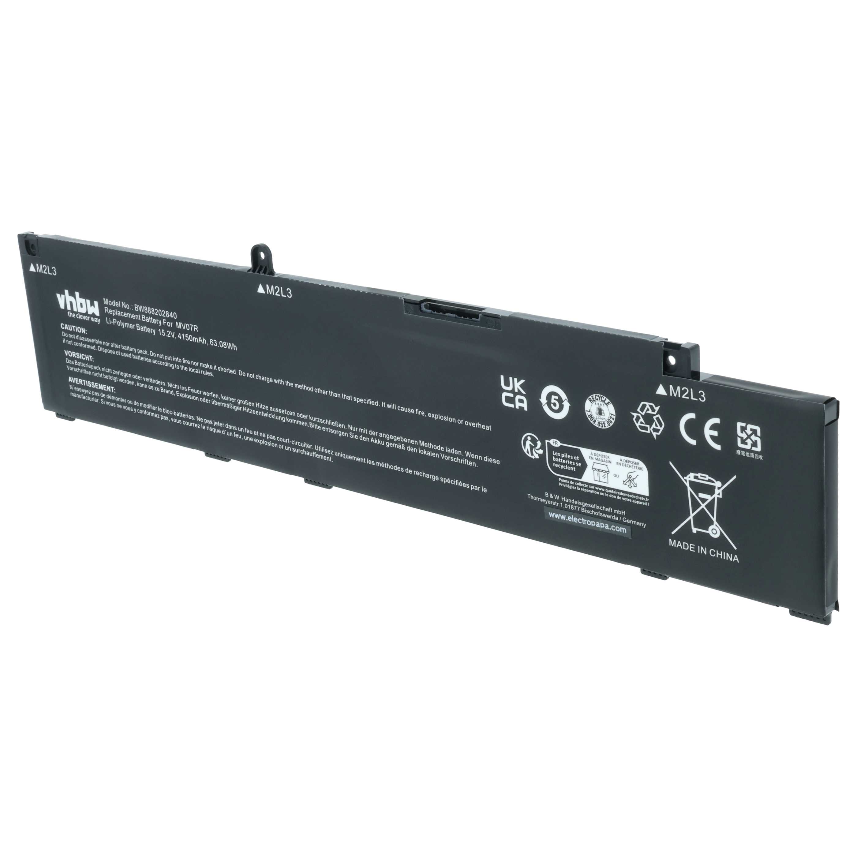 Akumulator do laptopa zamiennik Dell MV07R, W5W19, 0JJRRD, 4ICP6/55/74, 72WGV, JJRRD - 4150 mAh 15,2 V LiPo