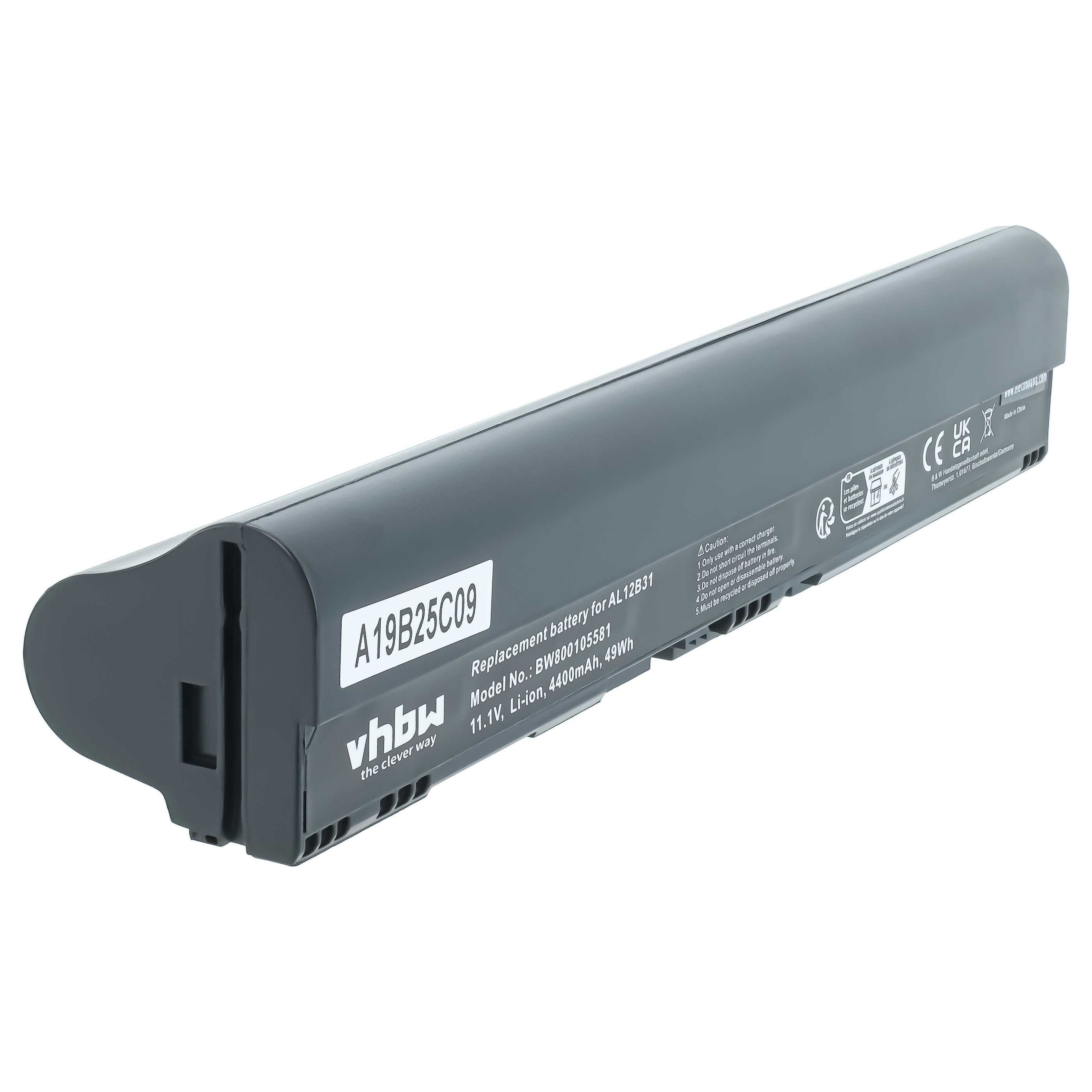 Akumulator do laptopa zamiennik Acer AL12B31, AL12B32, 4ICR17/65, AL12B72 - 4400 mAh 11,1 V Li-Ion, czarny