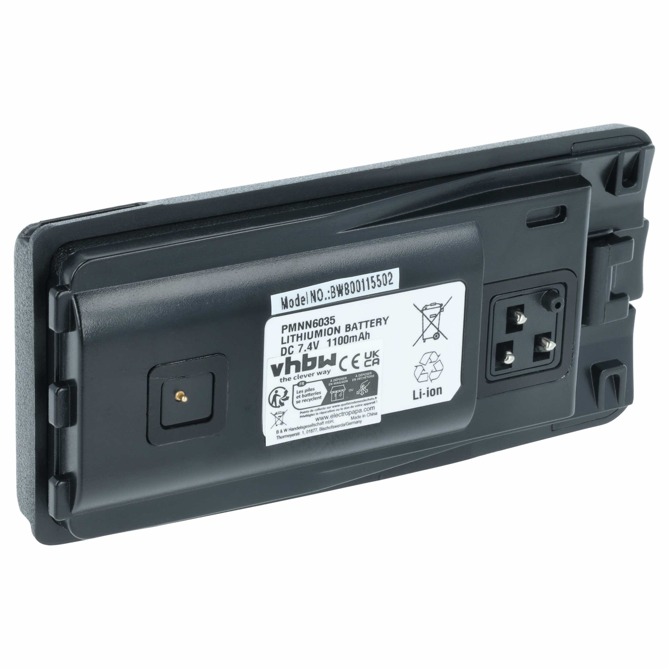 Radio Battery replaces Motorola PMNN6035, 6080384X65, RLN6305, RLN6305B - 1100 mAh 7.4 V Li-Ion + Belt Clip