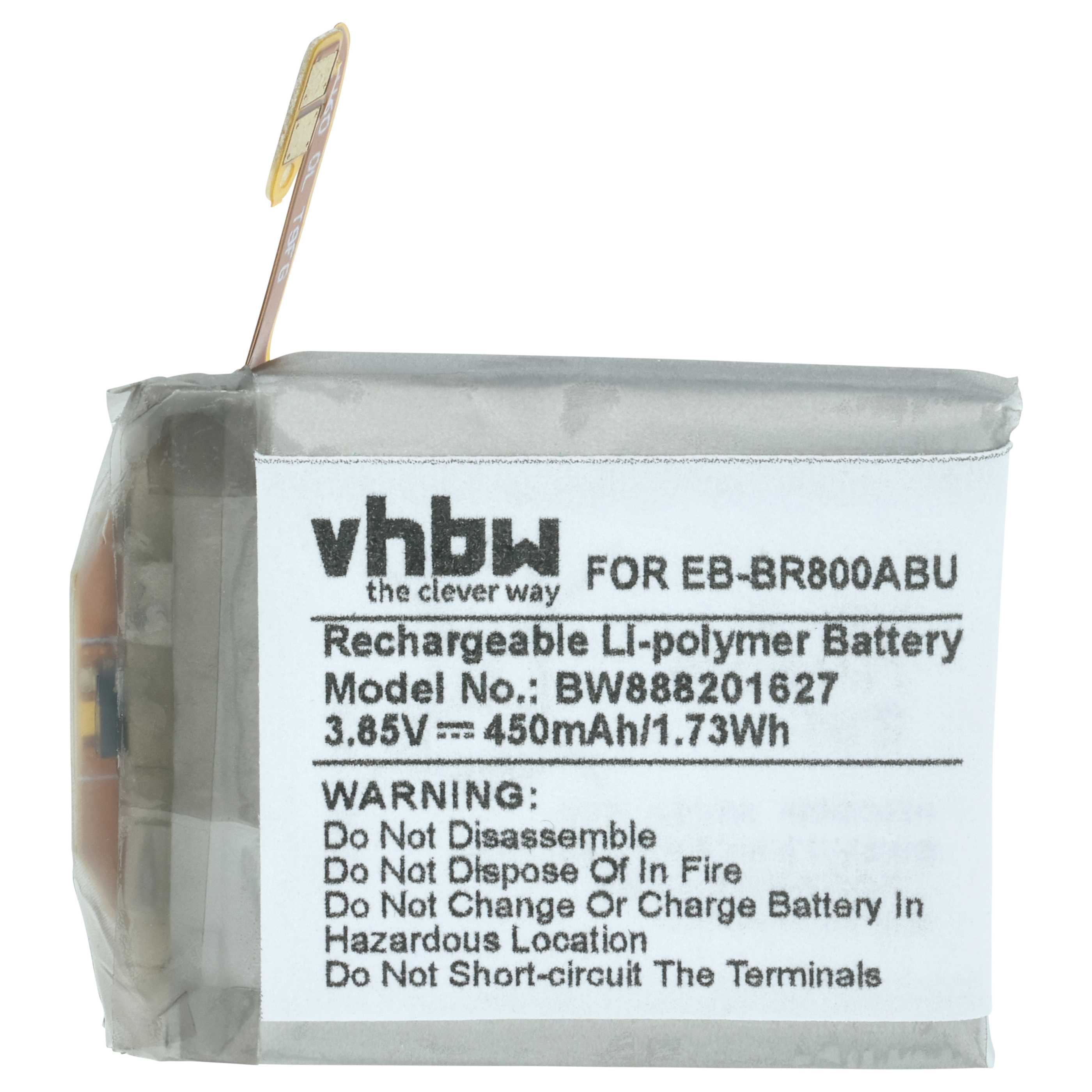 Smartwatch Battery replaces Samsung EB-BR800ABU, GH43-04855A - 450 mAh 3.85 V Li-polymer