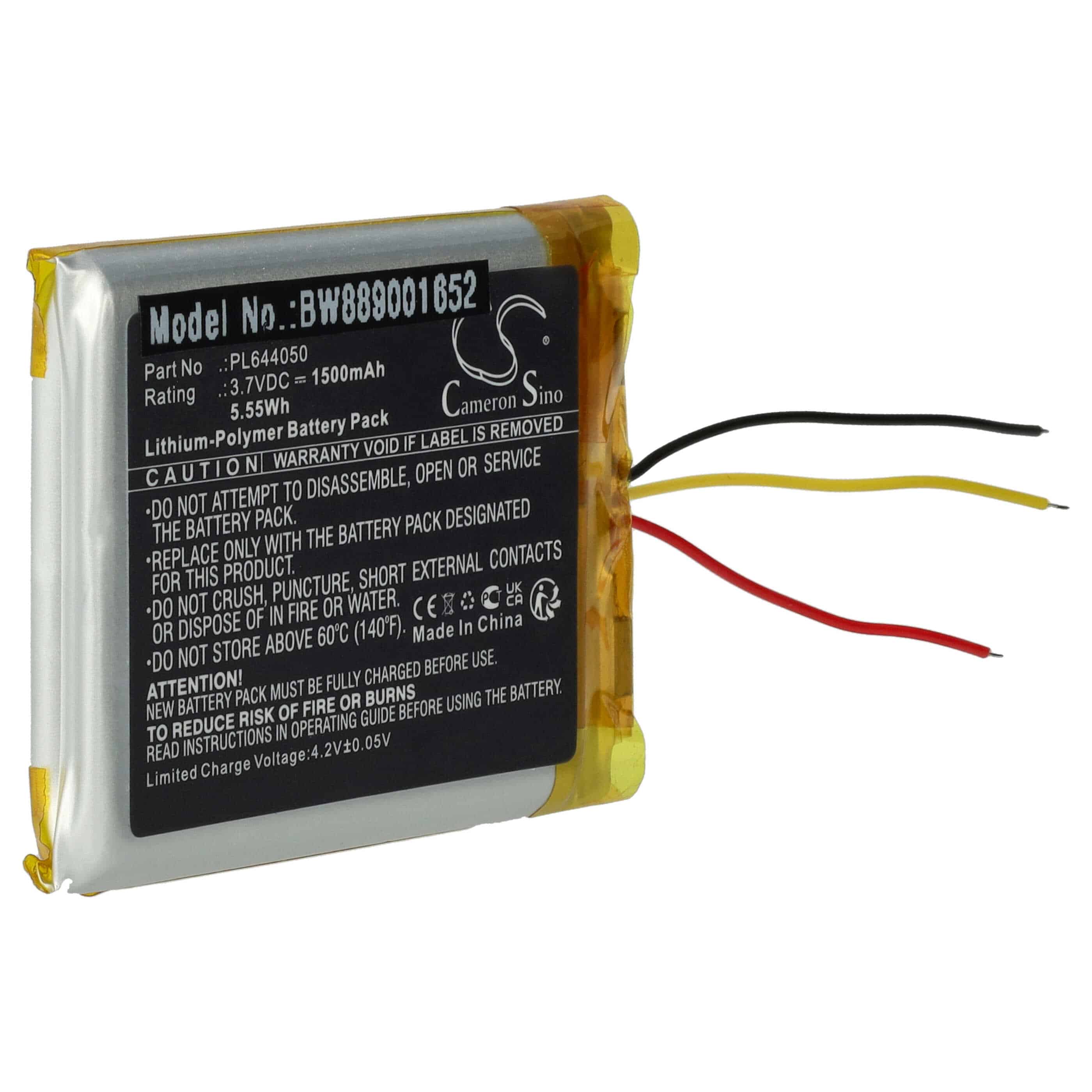 Batería reemplaza HyperX PL644050 para auriculares HyperX - 1500 mAh 3,7 V Li-poli