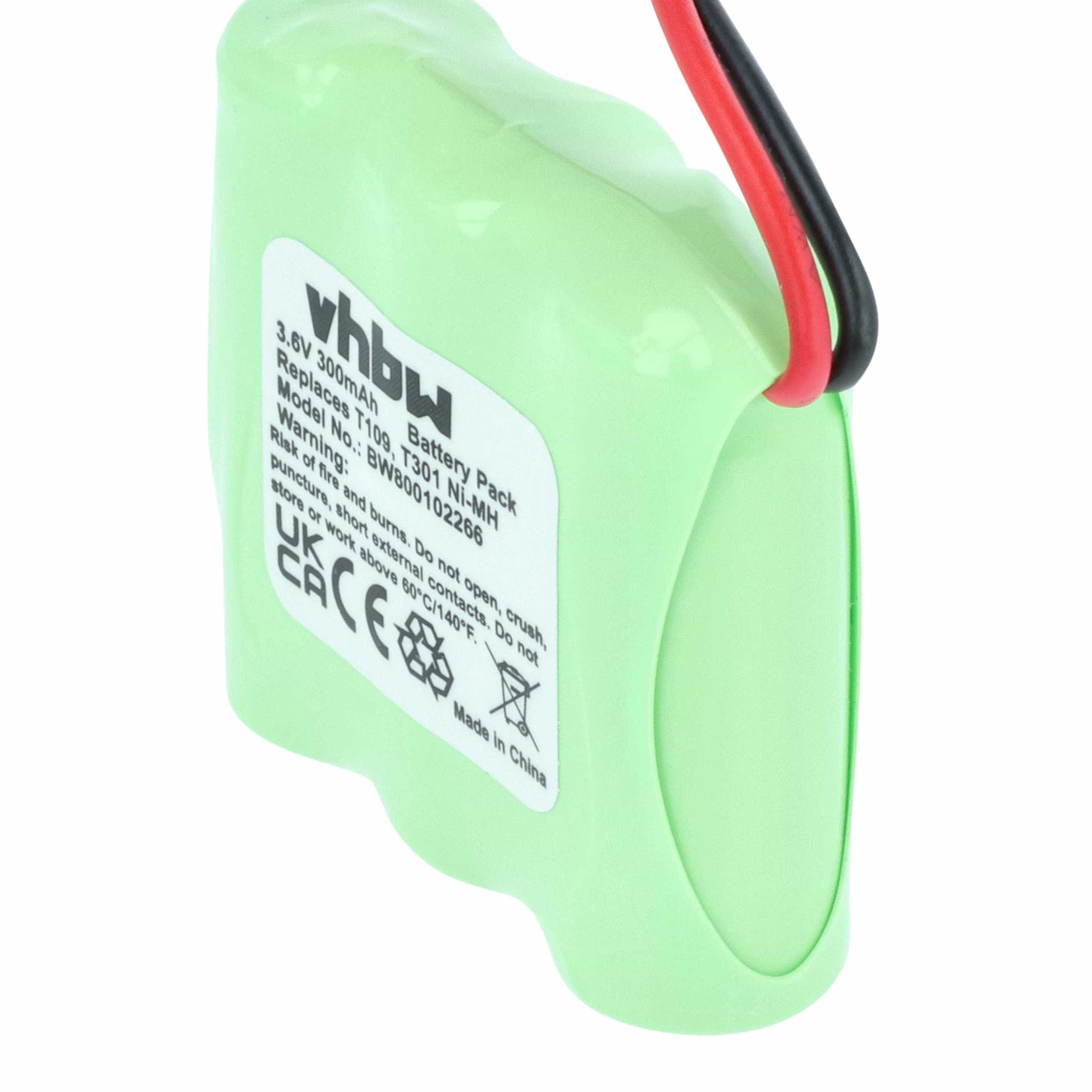 Batterie remplace T301, T109 pour téléphone Panasonic - 300mAh 3,6V NiMH