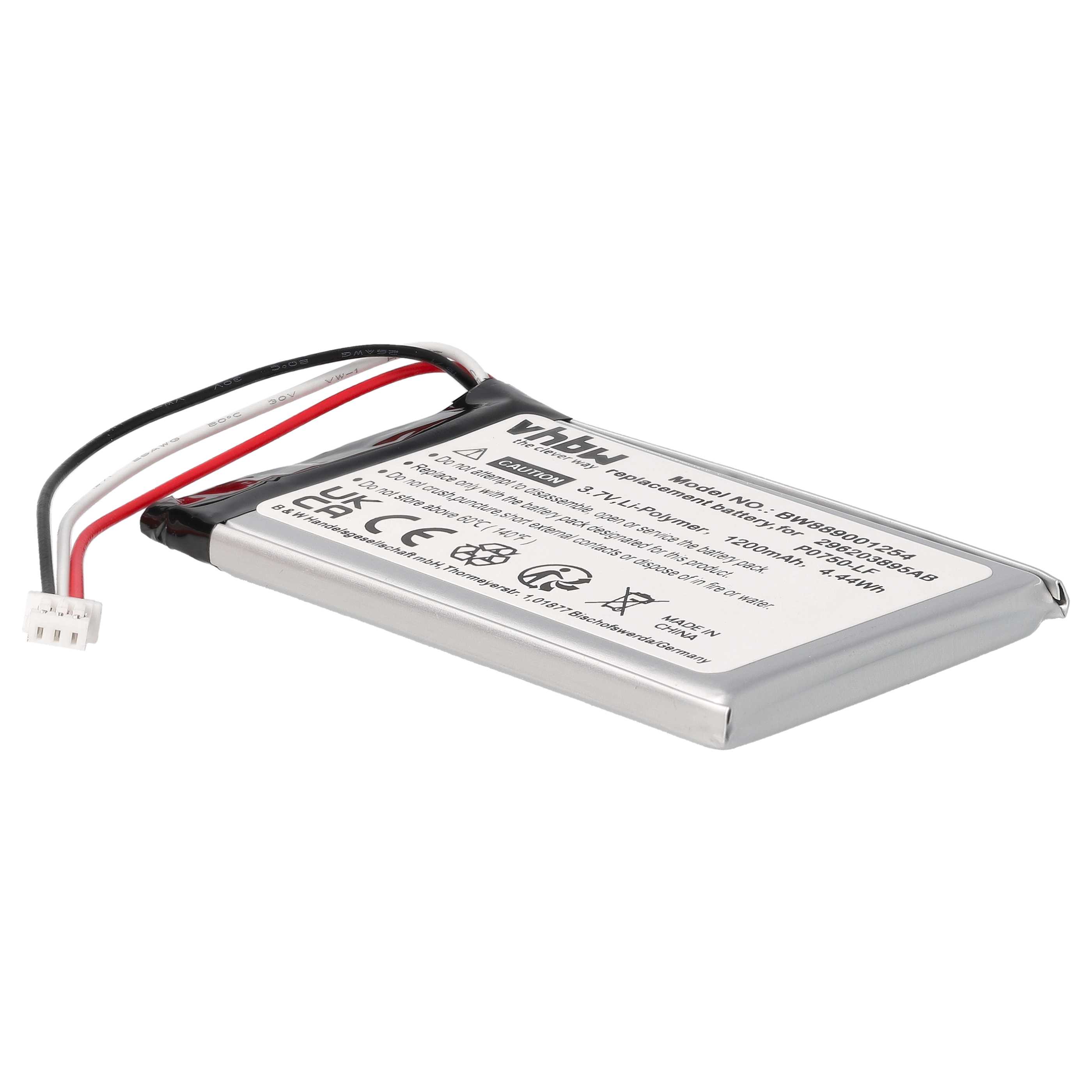 Card Reader 5x Battery replaces Ingenico 296203895AB, P0750-LF - 1200 mAh 3.7 V Li-polymer