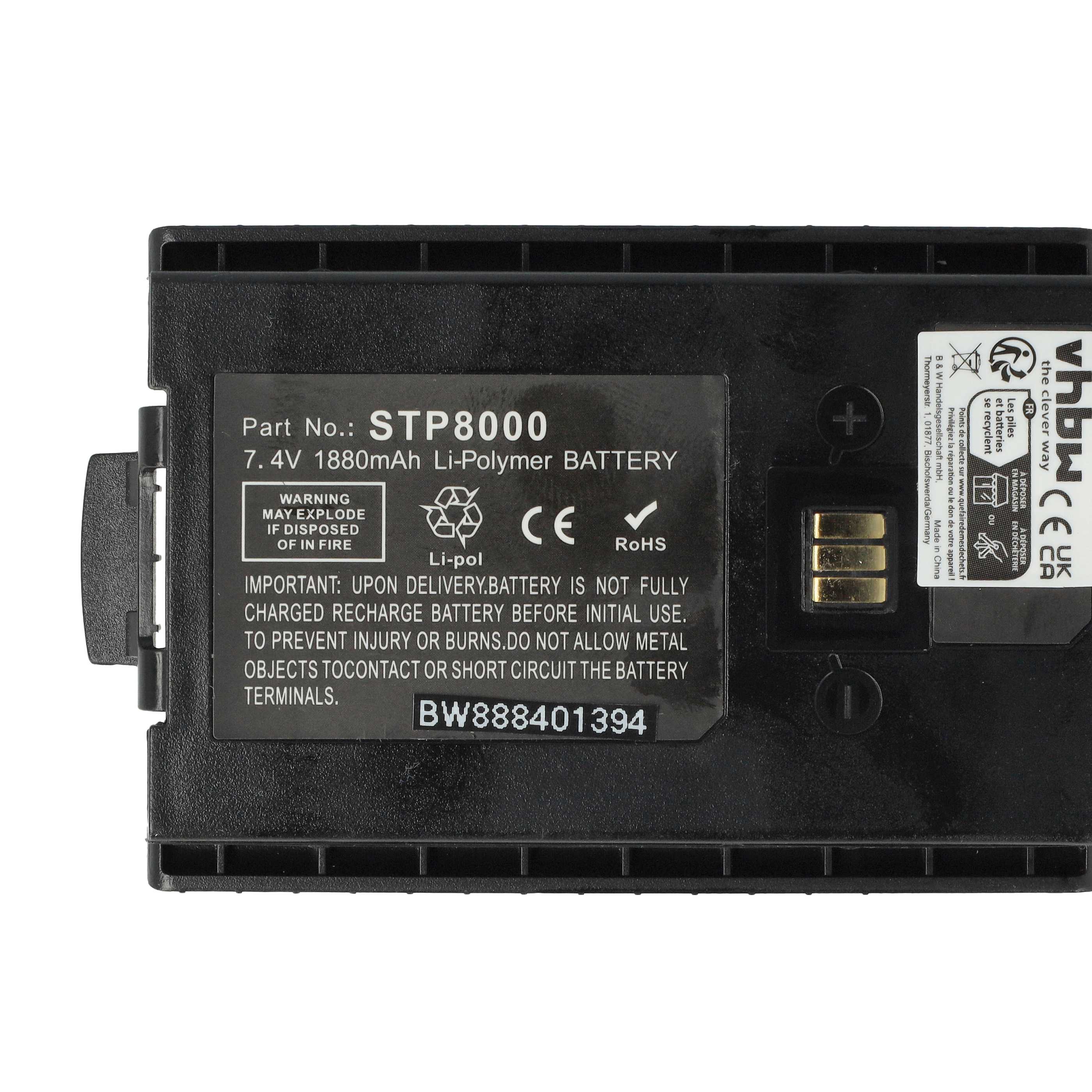 Radio 5x Battery replaces Sepura 300-01174, 300-00635, 300-00631, 300-00634 - 1880 mAh 7.4 V Li-polymer