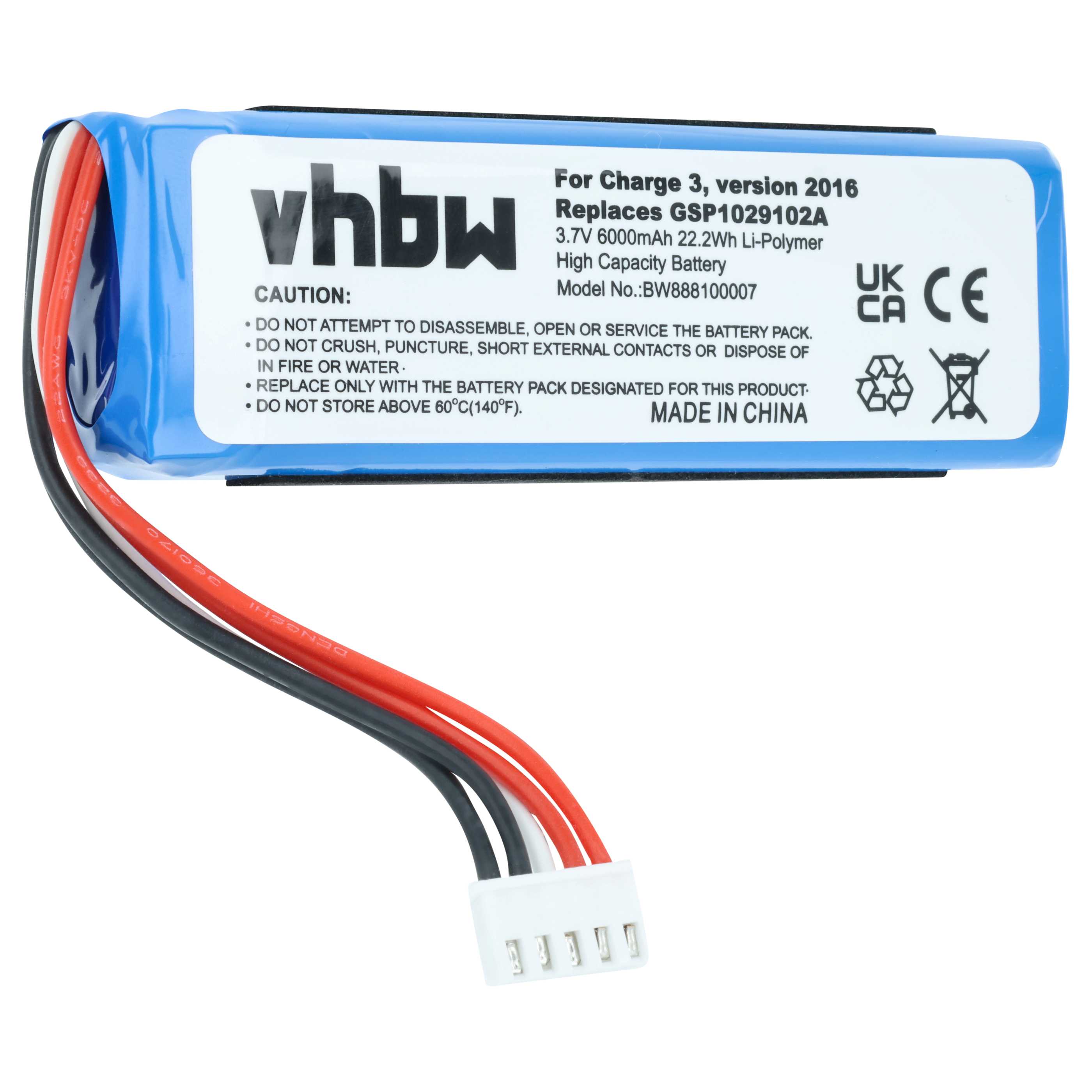 Batteria sostituisce JBL GSP1029102A (versione 1) per altoparlanti - 6000mAh 3,7V Li-Poly