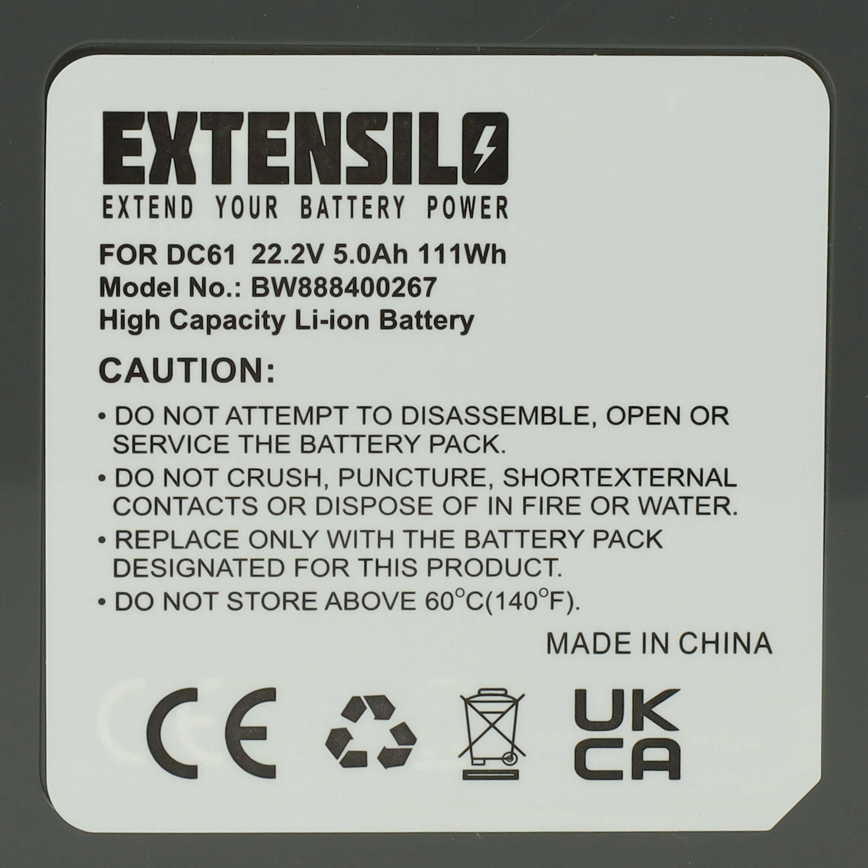 Battery Replacement for Dyson 61034-01, 205794-01/04, 61034-03, 62350-07/02 for - 5000mAh, 22.2V, Li-Ion