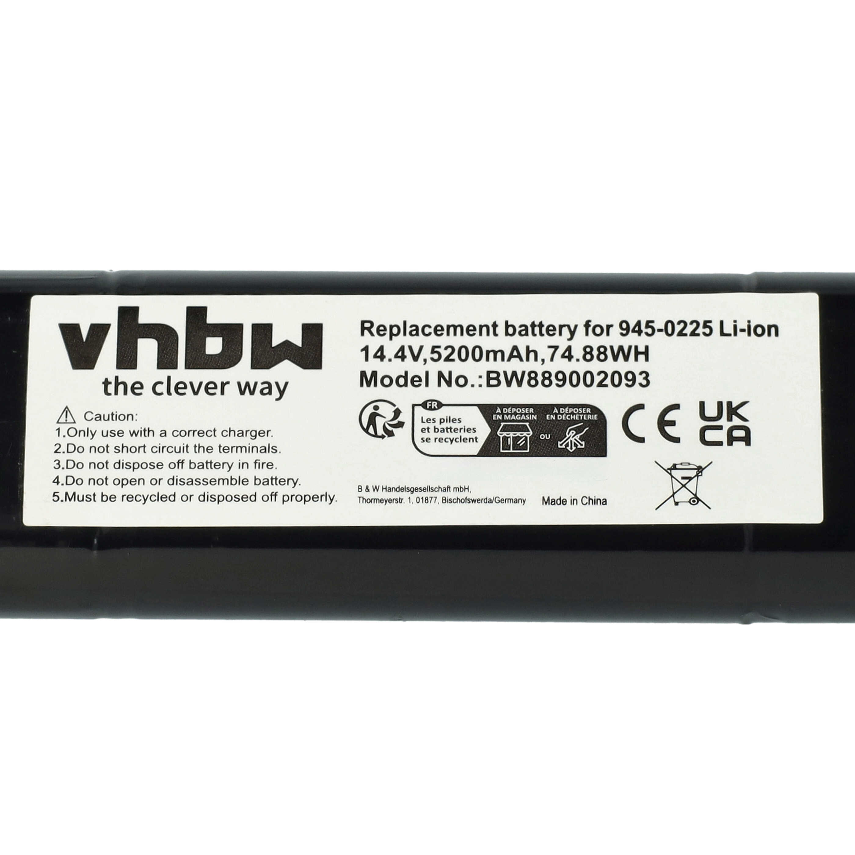 Akku als Ersatz für Neato 810841012076, 205-0011, 205-0013, 4INR19/65-2 für Neato - 5200mAh 14,4V Li-Ion