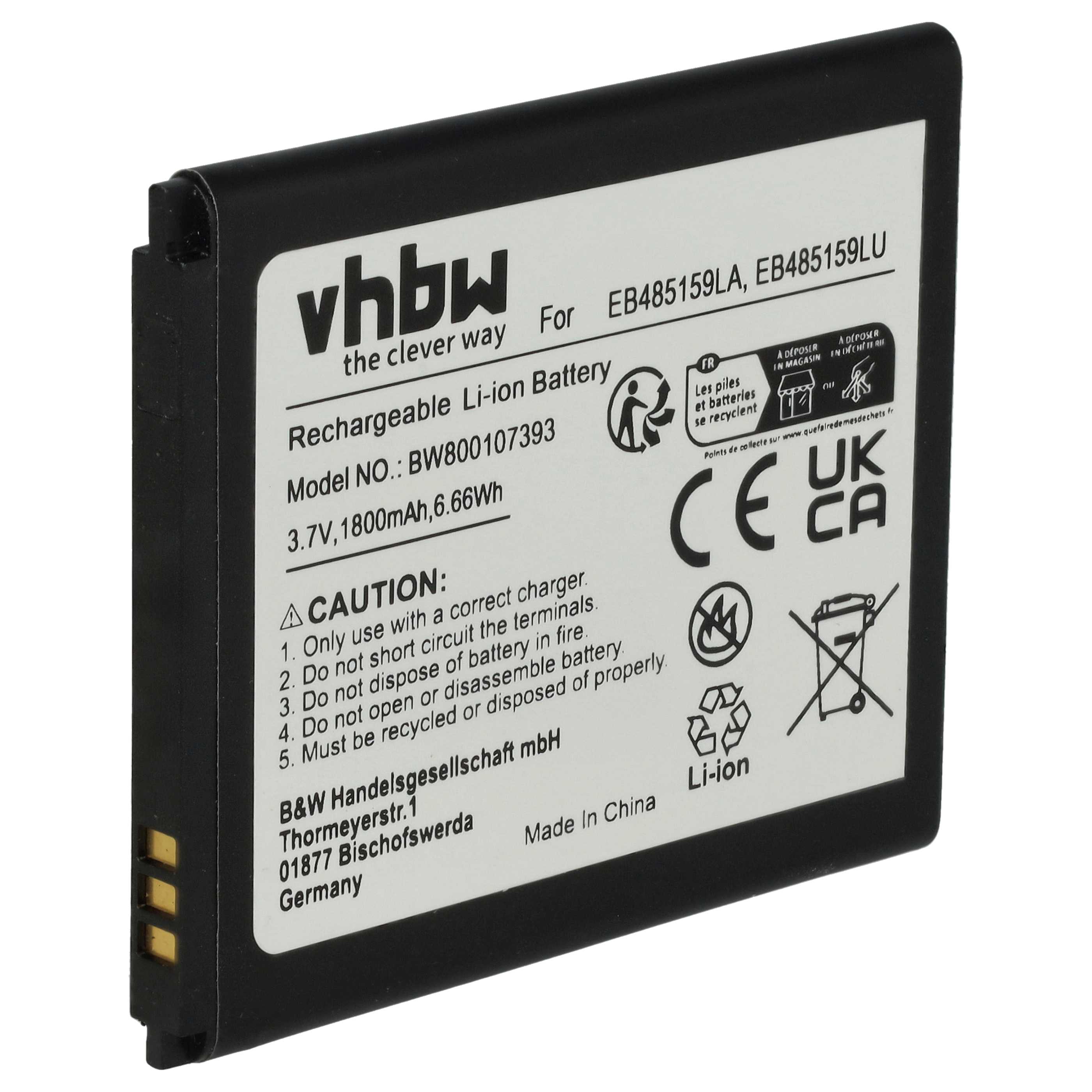 Mobile Phone Battery Replacement for Samsung EB485159LU, EB485159LA - 1800 mAh 3.7 V Li-Ion