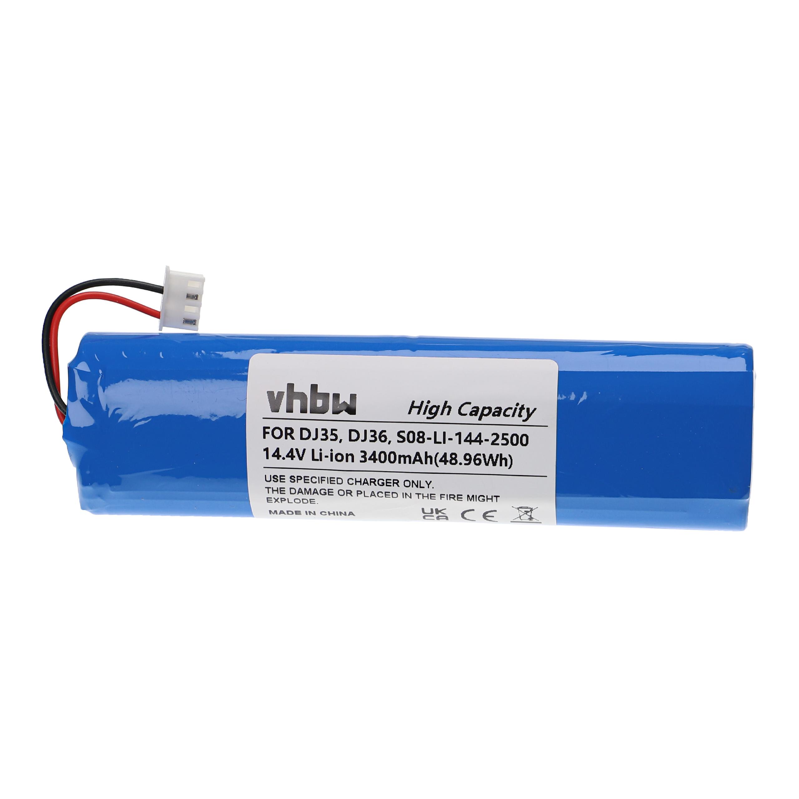 Batterie remplace Ecovacs S08-LI-144-2500 pour robot aspirateur - 3400mAh 14,4V Li-ion