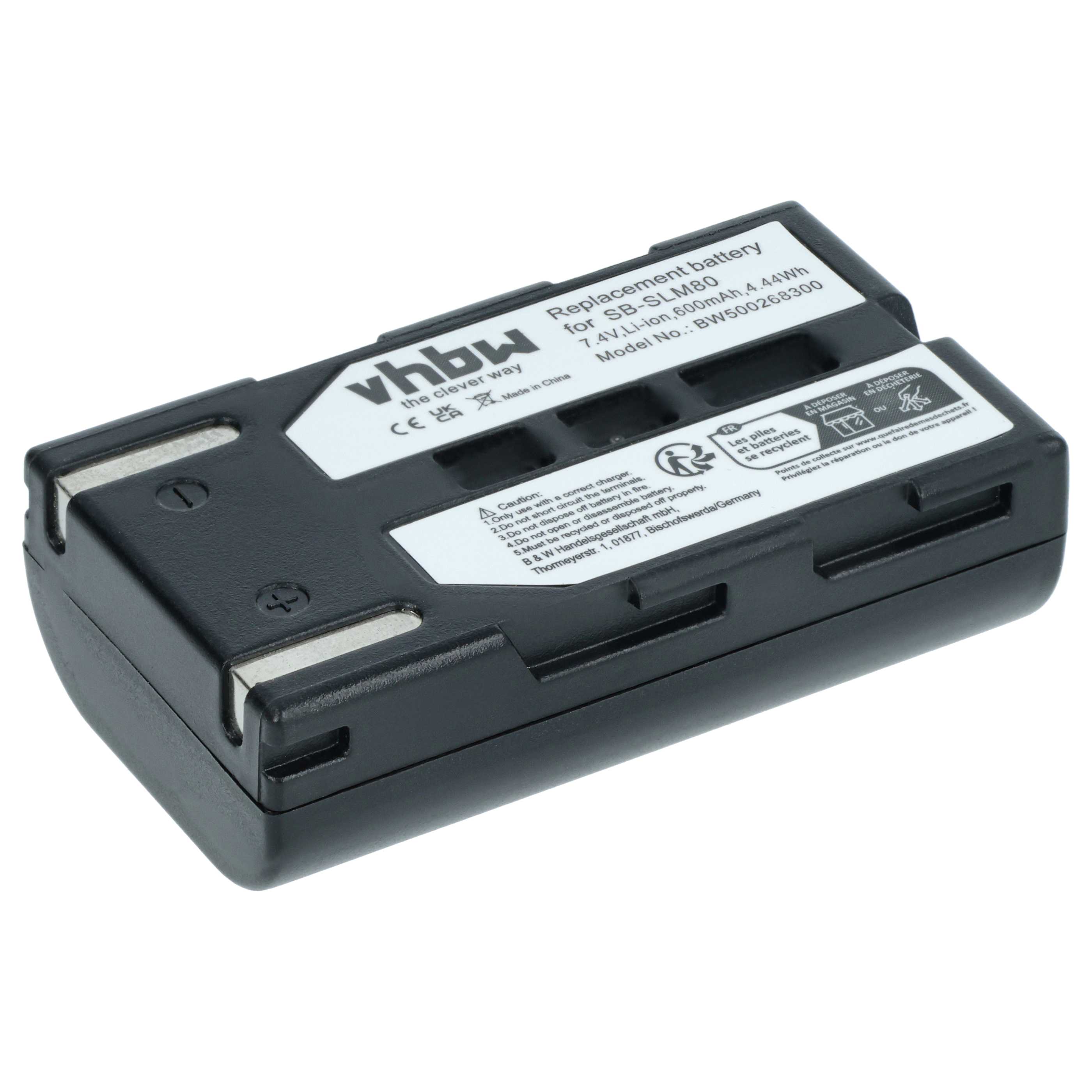 Videocamera Battery replaces Samsung SB-LSM160, SB-LSM320, SB-LSM80 - 600 mAh 7.2 V Li-Ion
