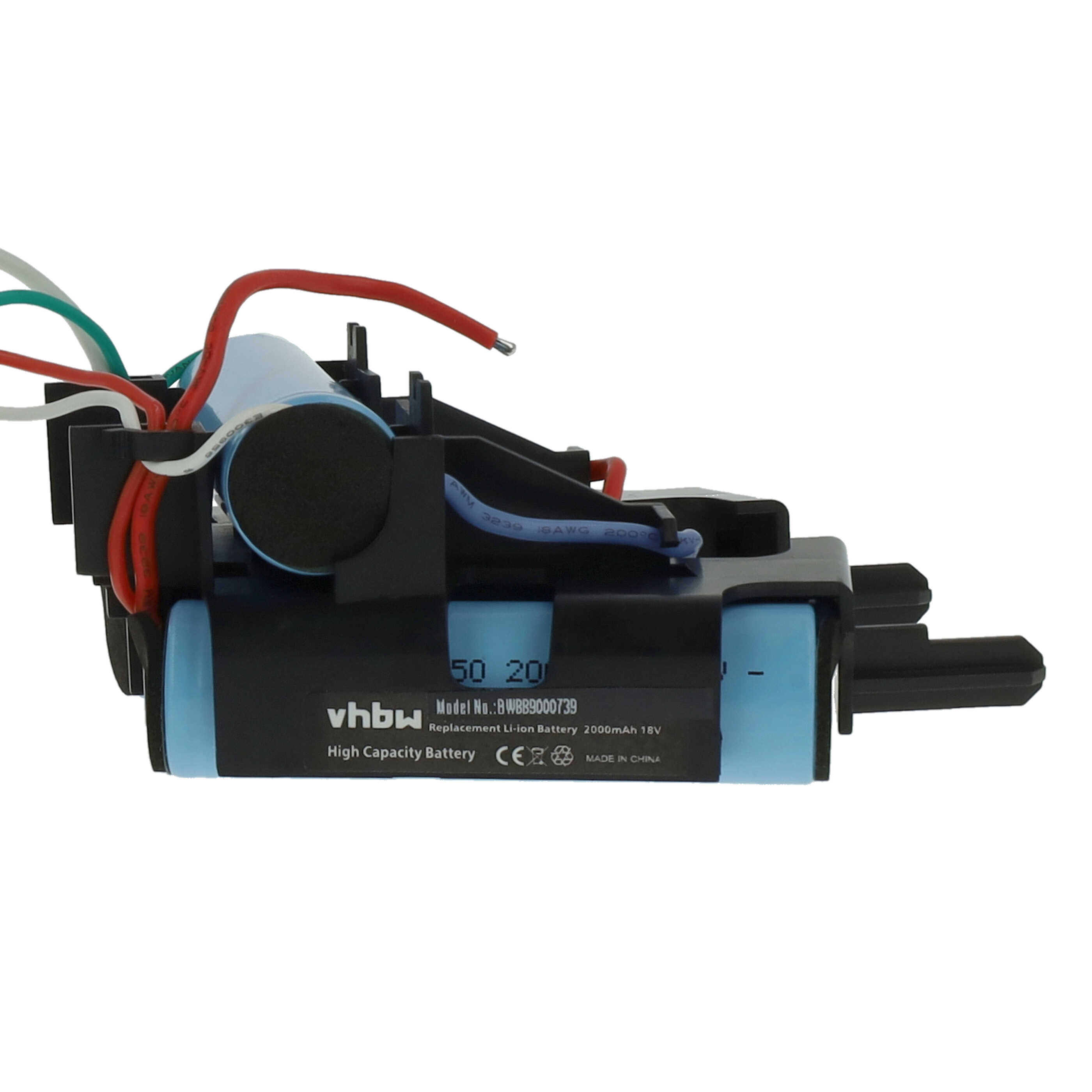 Batería reemplaza AEG 140131060034, 4055477303 para aspiradora Electrolux - 2000 mAh 18 V Li-Ion negro / azul