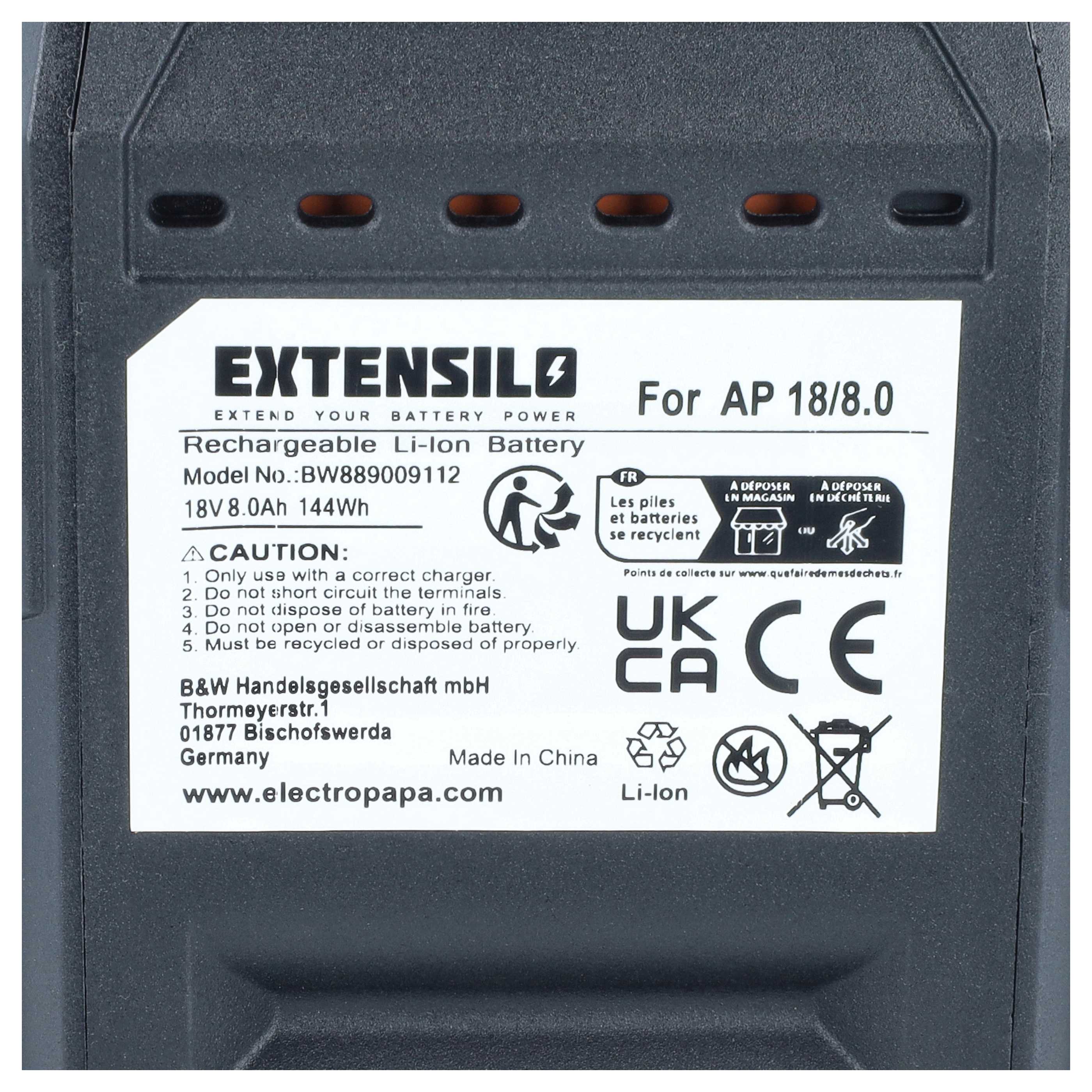 Akku 18V passend für Flex AP18/8.0 - 8Ah, Li-Ion