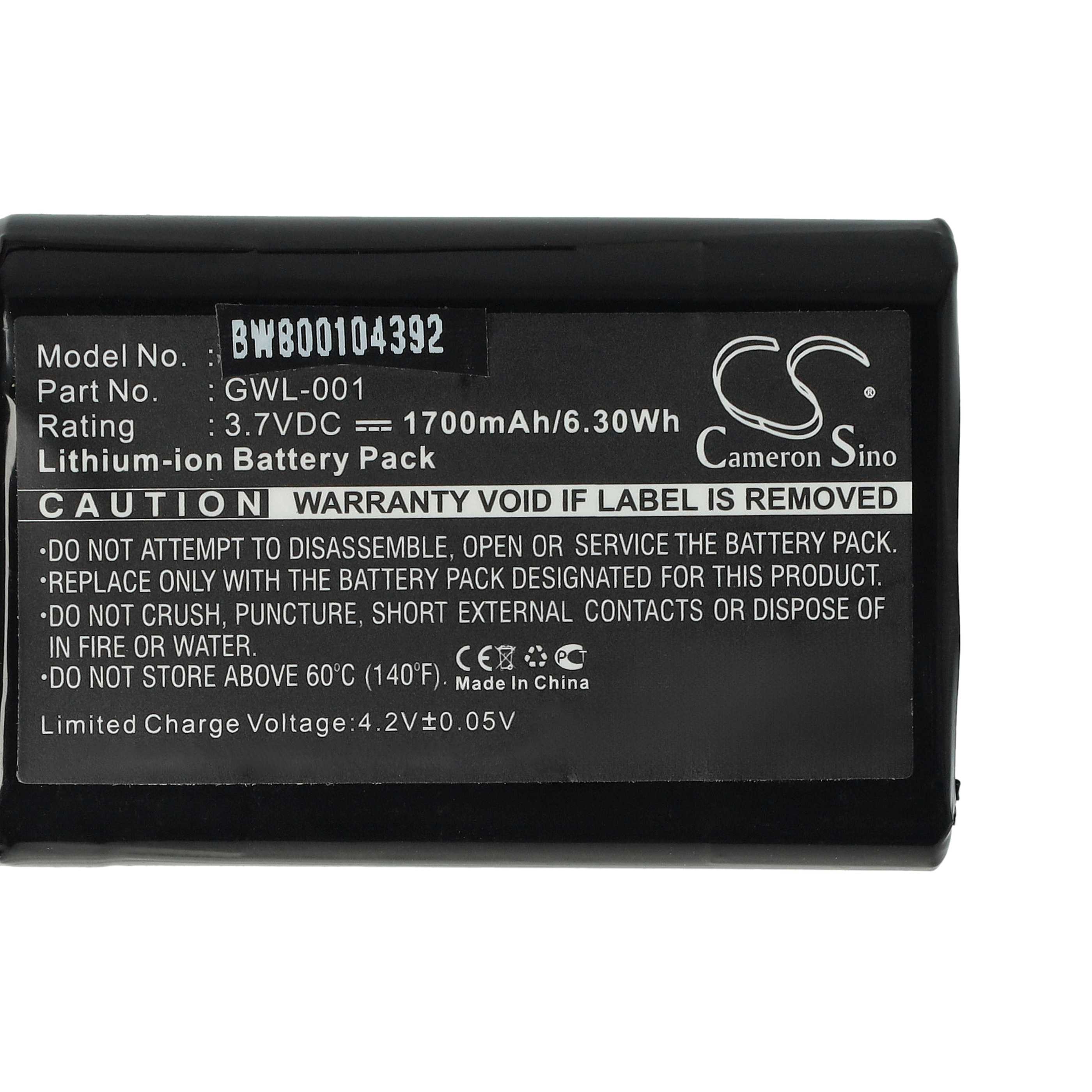 Tablet Battery Replacement for Wacom GWL-001 - 1700mAh 3.7V Li-Ion