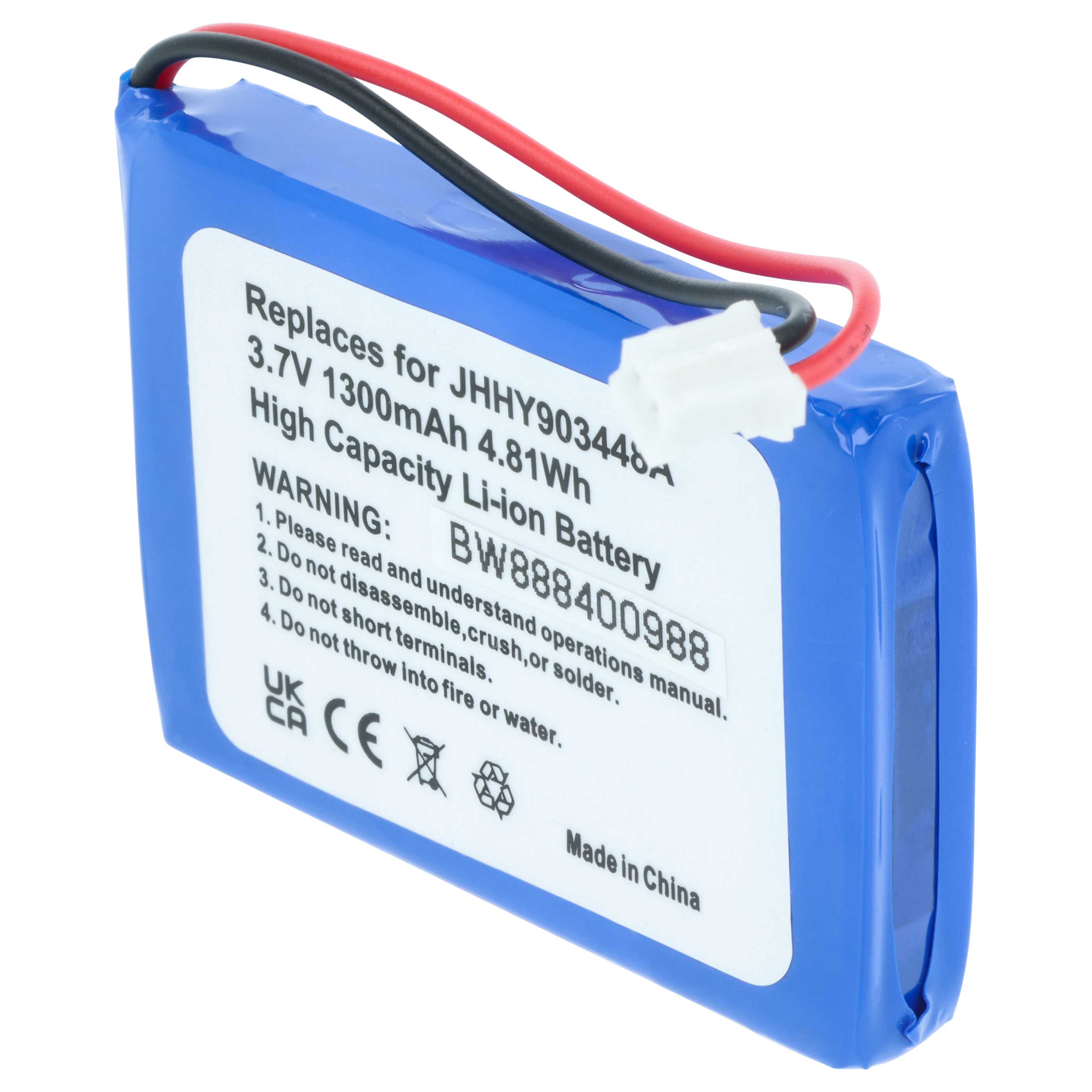 Radio Battery replaces Albrecht 083448, JHHY903448A - 1300 mAh 3.7 V Li-Ion