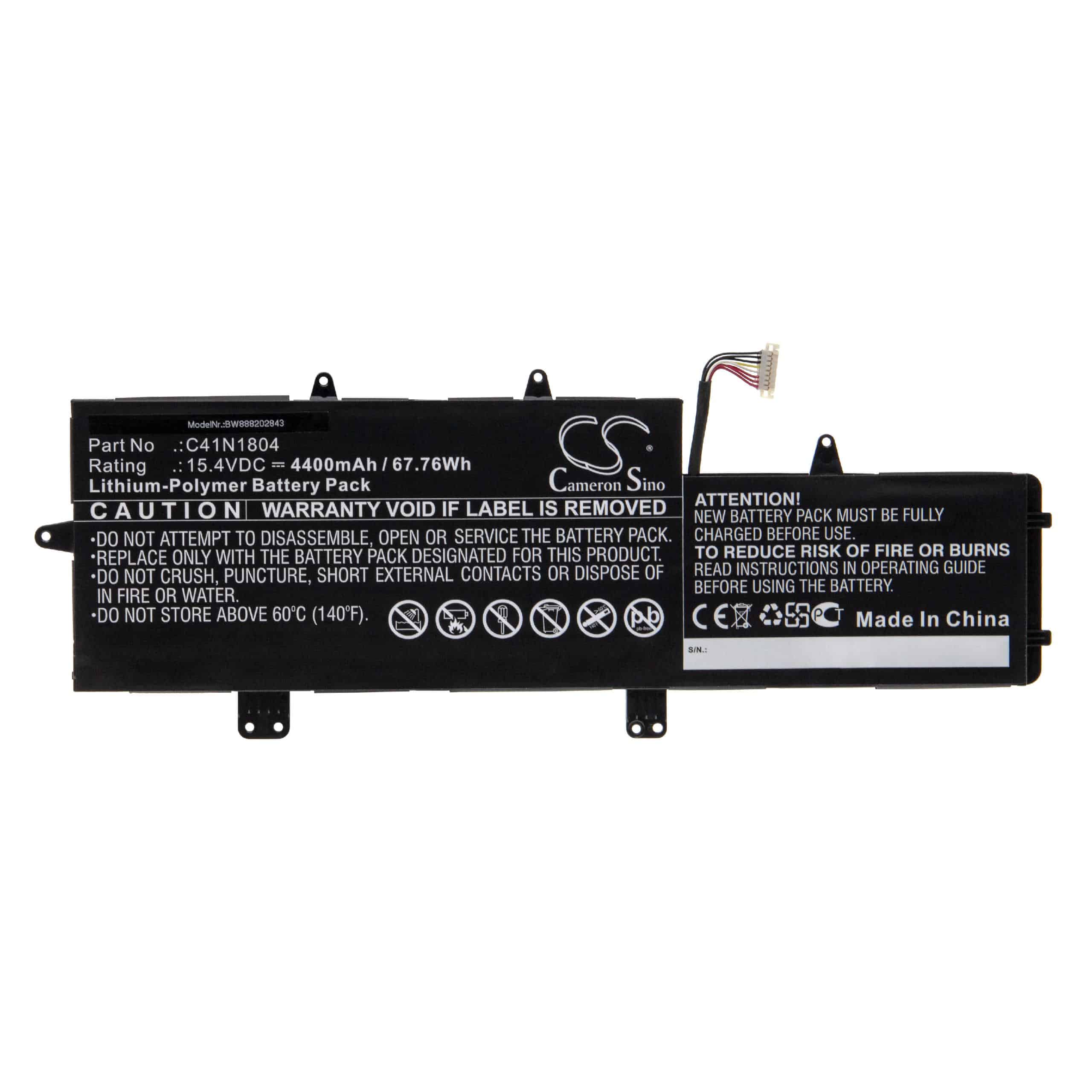 Notebook Battery Replacement for Asus 0B200-02980100, C41N1804 - 4400mAh 15.4V Li-polymer