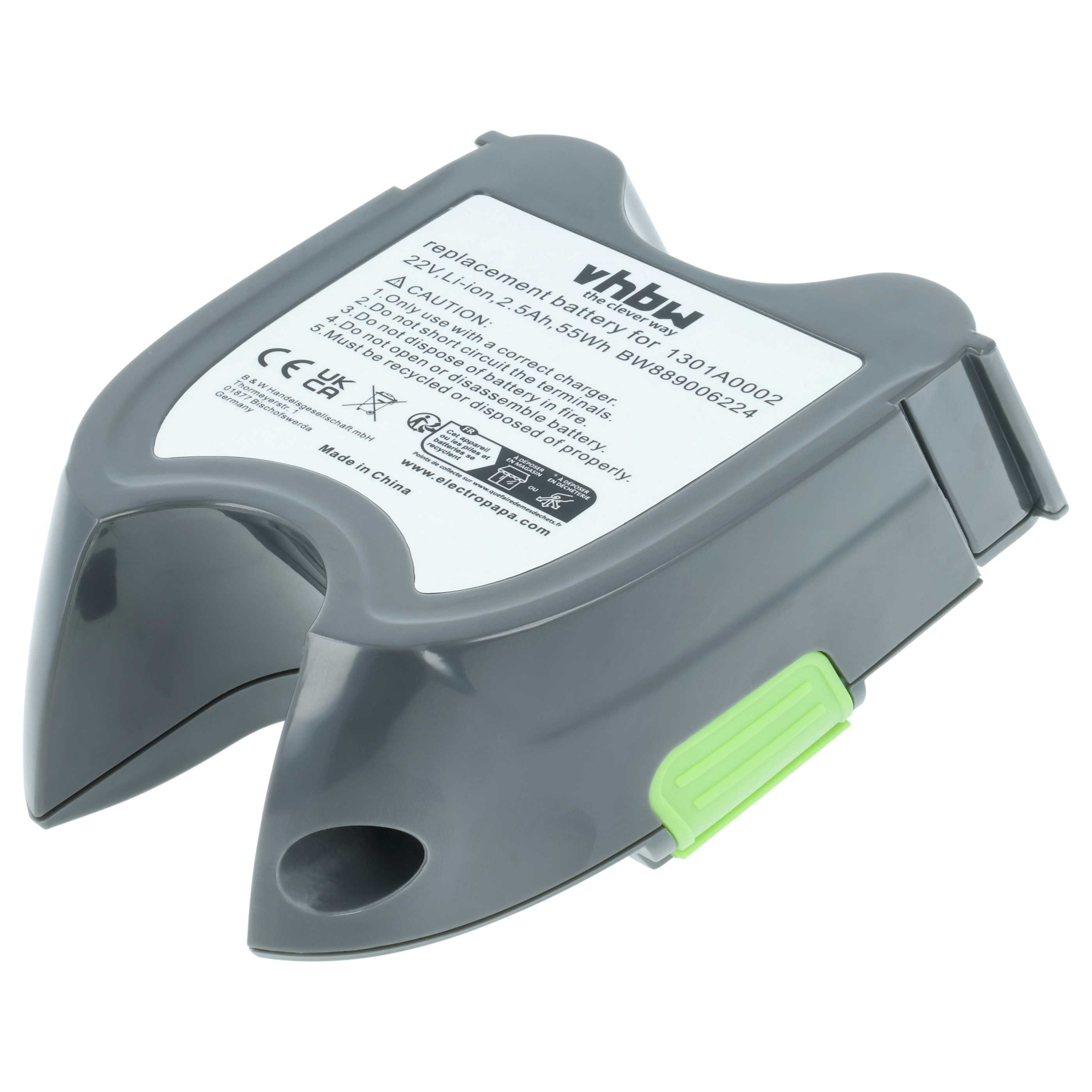 Batteria sostituisce Gtech 1301A0002 per aspirapolvere - 2,5Ah 22V Li-Ion